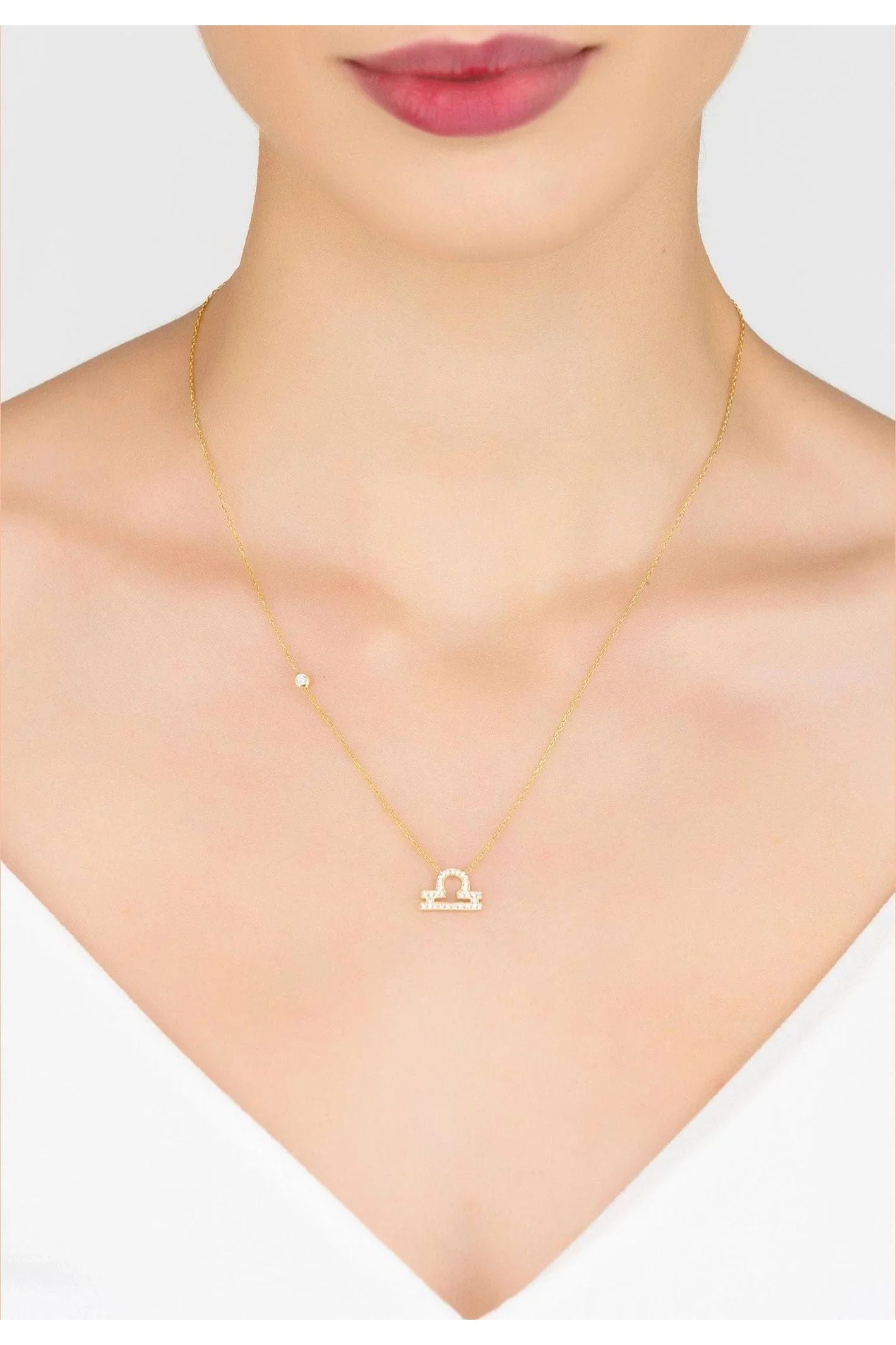 Zodiac Star Sign Pendant Necklace Gold Libra - LATELITA Necklaces