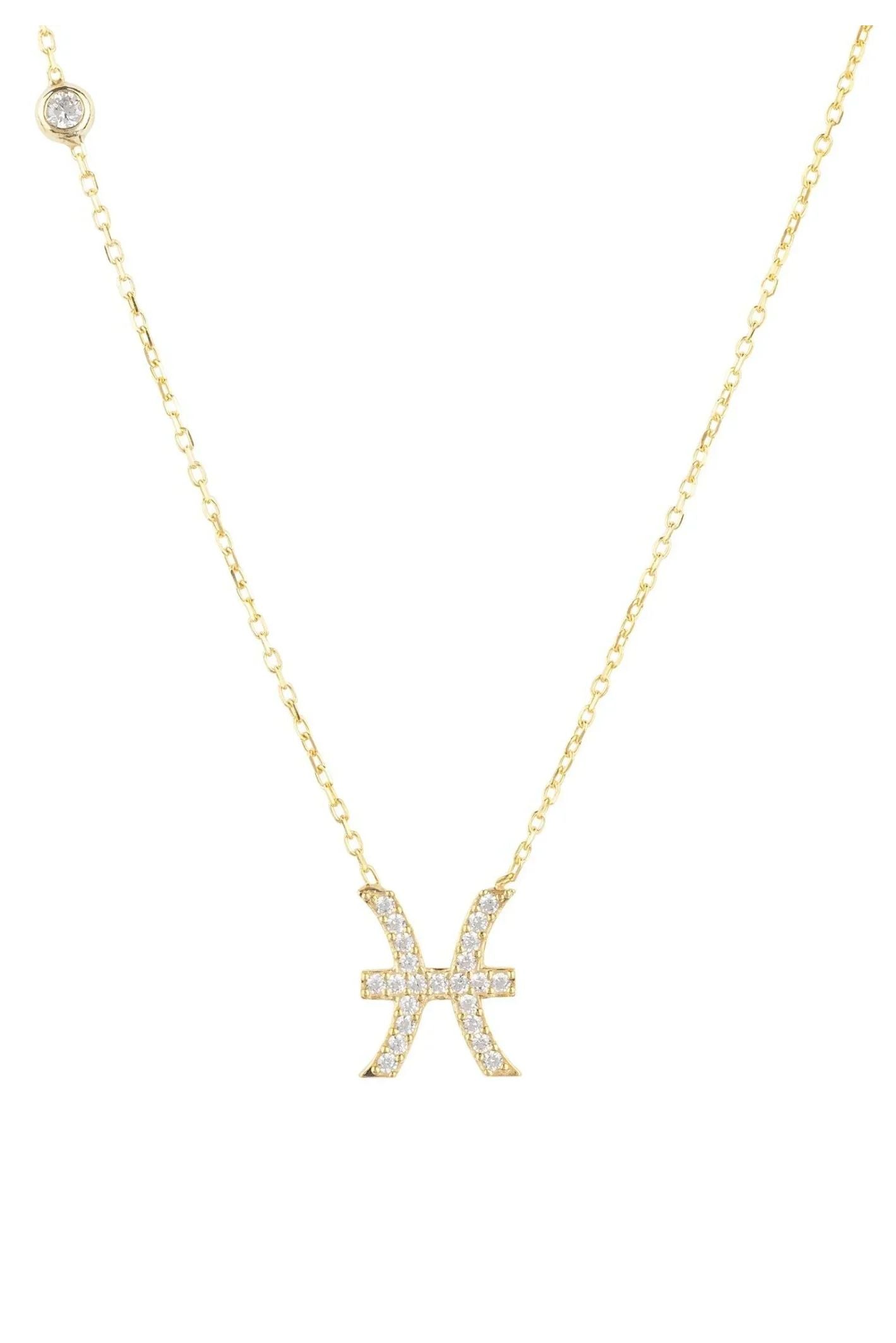 Zodiac Star Sign Pendant Necklace Gold Pisces - LATELITA Necklaces
