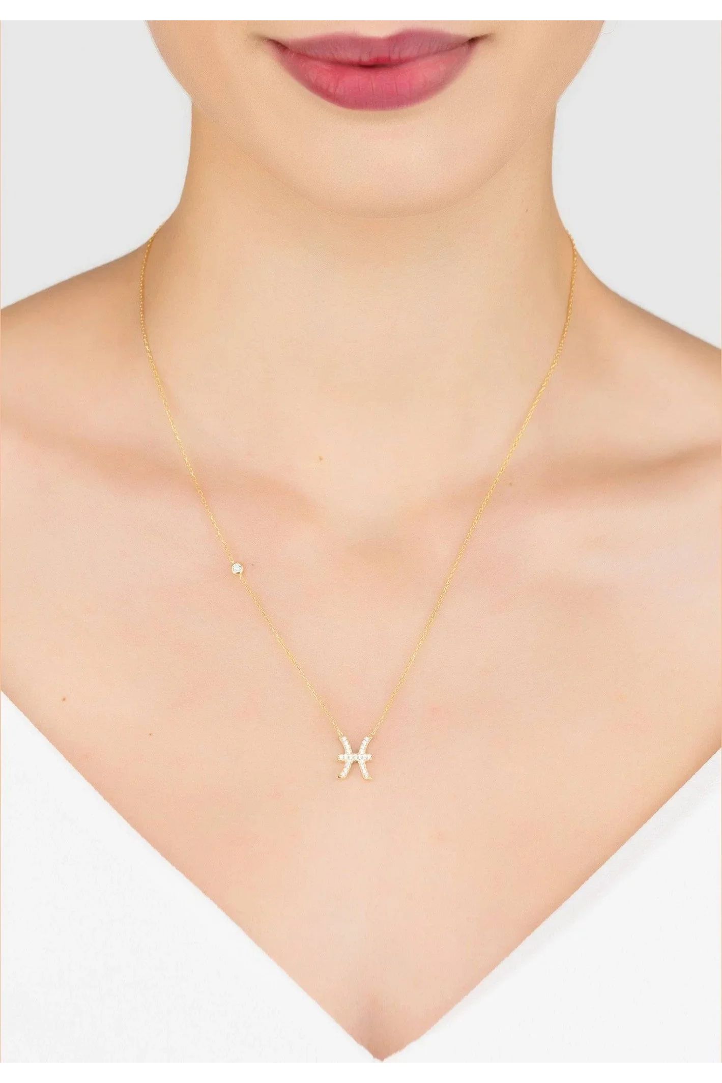 Zodiac Star Sign Pendant Necklace Gold Pisces - LATELITA Necklaces