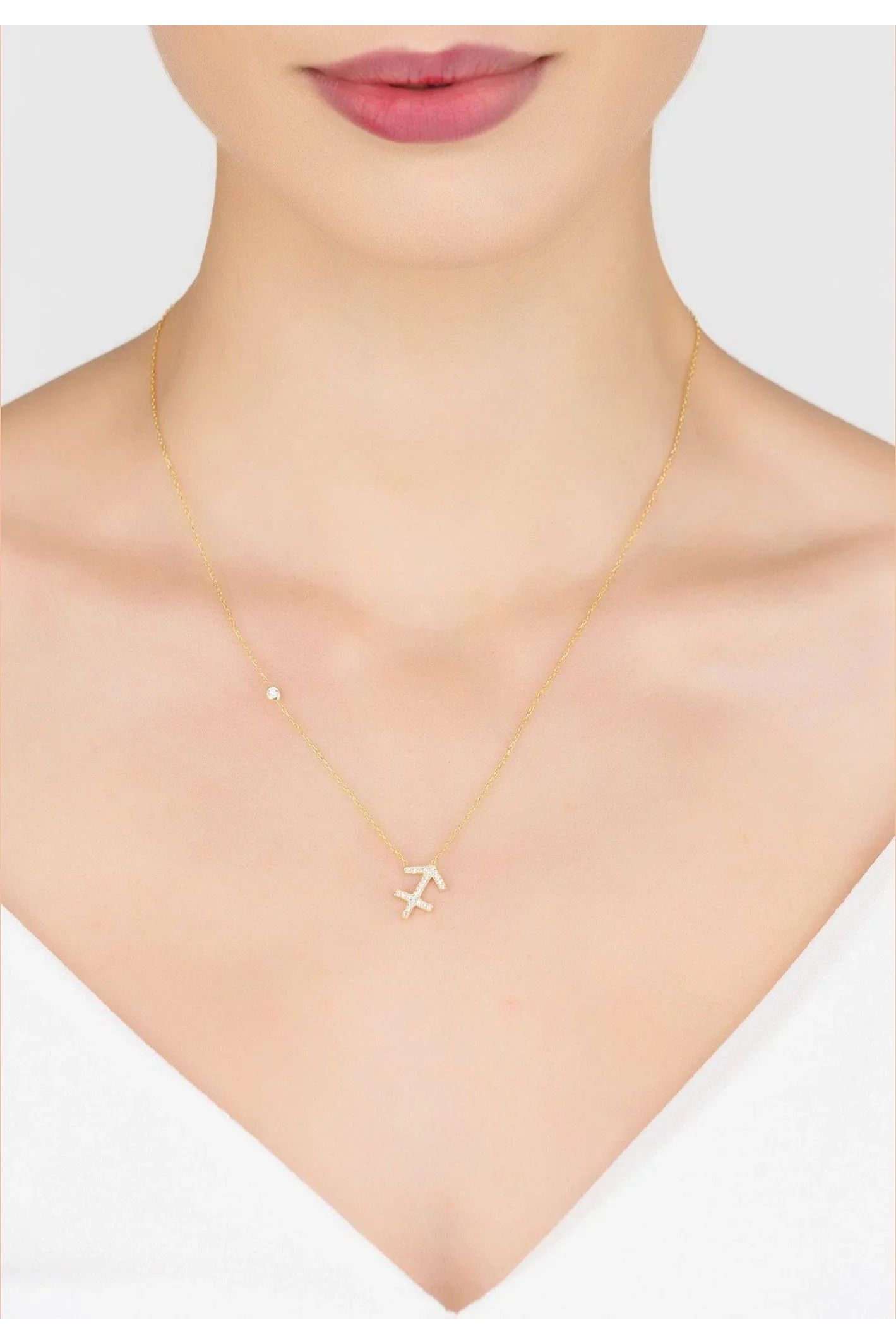 Zodiac Star Sign Pendant Necklace Gold Sagittarius - LATELITA Necklaces