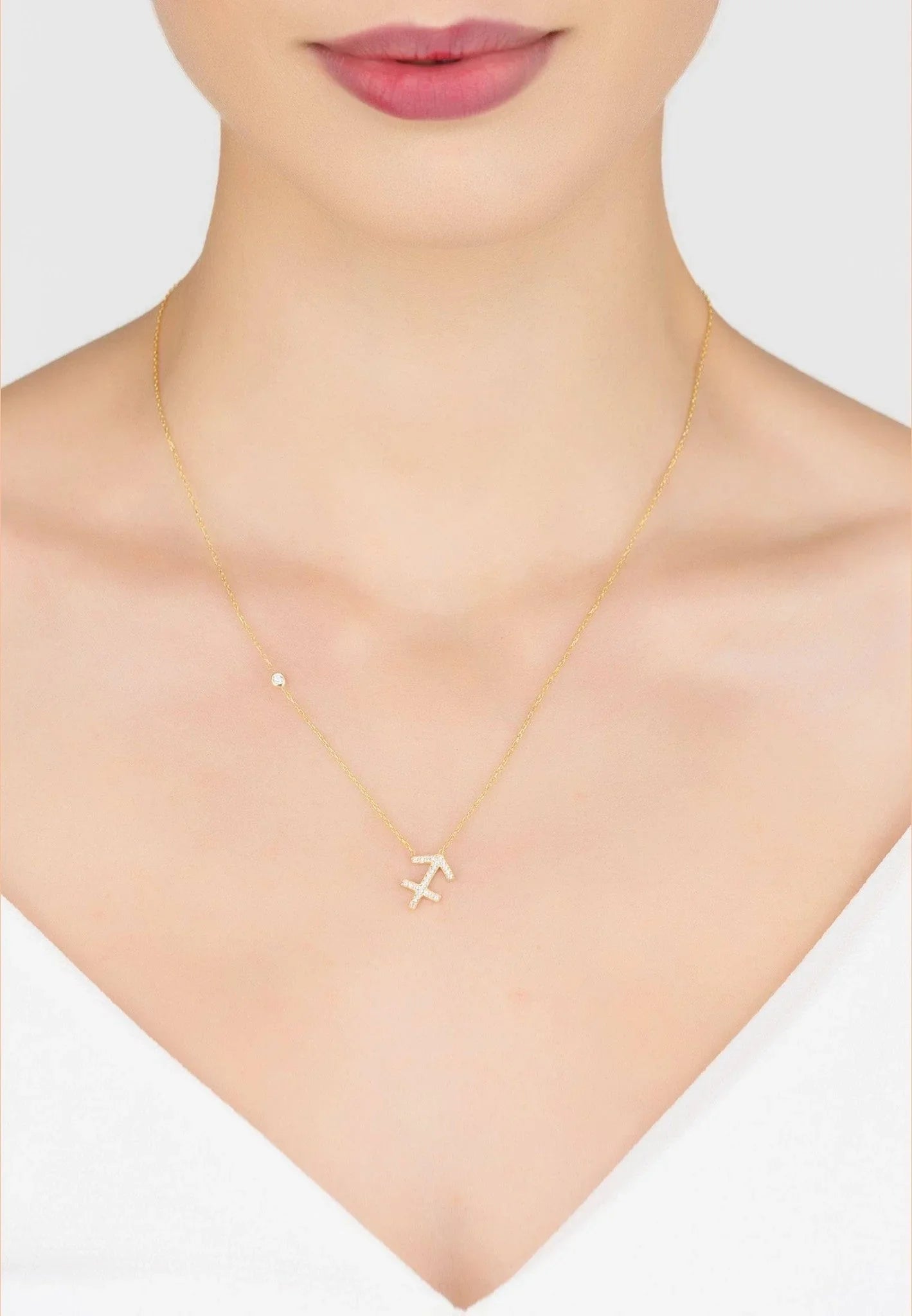 Zodiac Star Sign Pendant Necklace Gold Sagittarius - LATELITA Necklaces