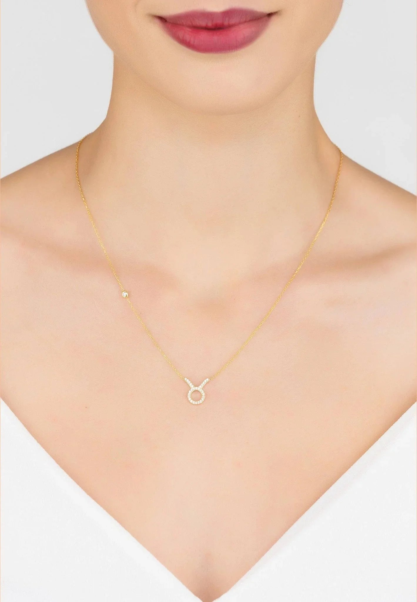 Zodiac Star Sign Pendant Necklace Gold Taurus - LATELITA Necklaces