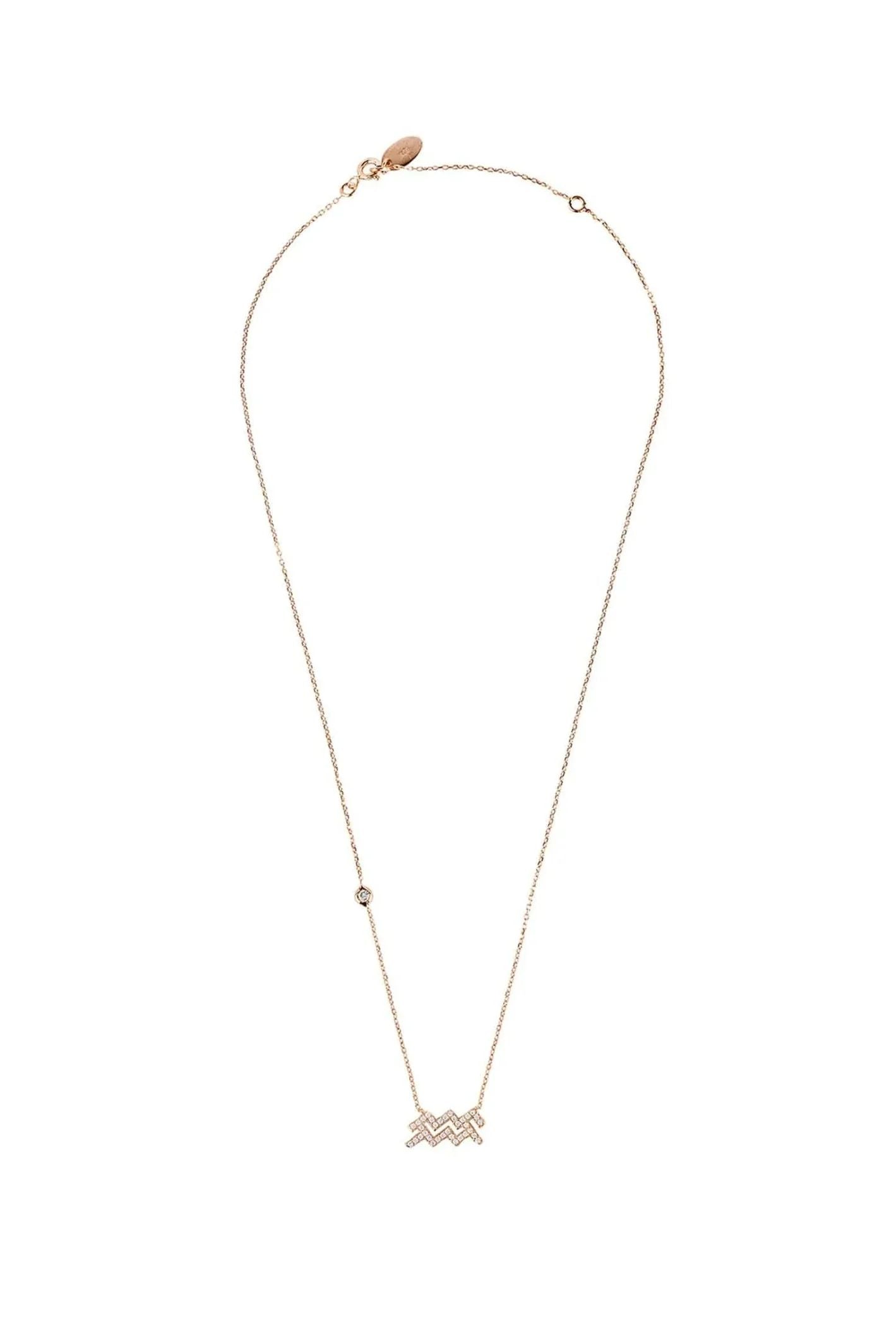 Zodiac Star Sign Pendant Necklace Rose Gold Aquarius - LATELITA Necklaces