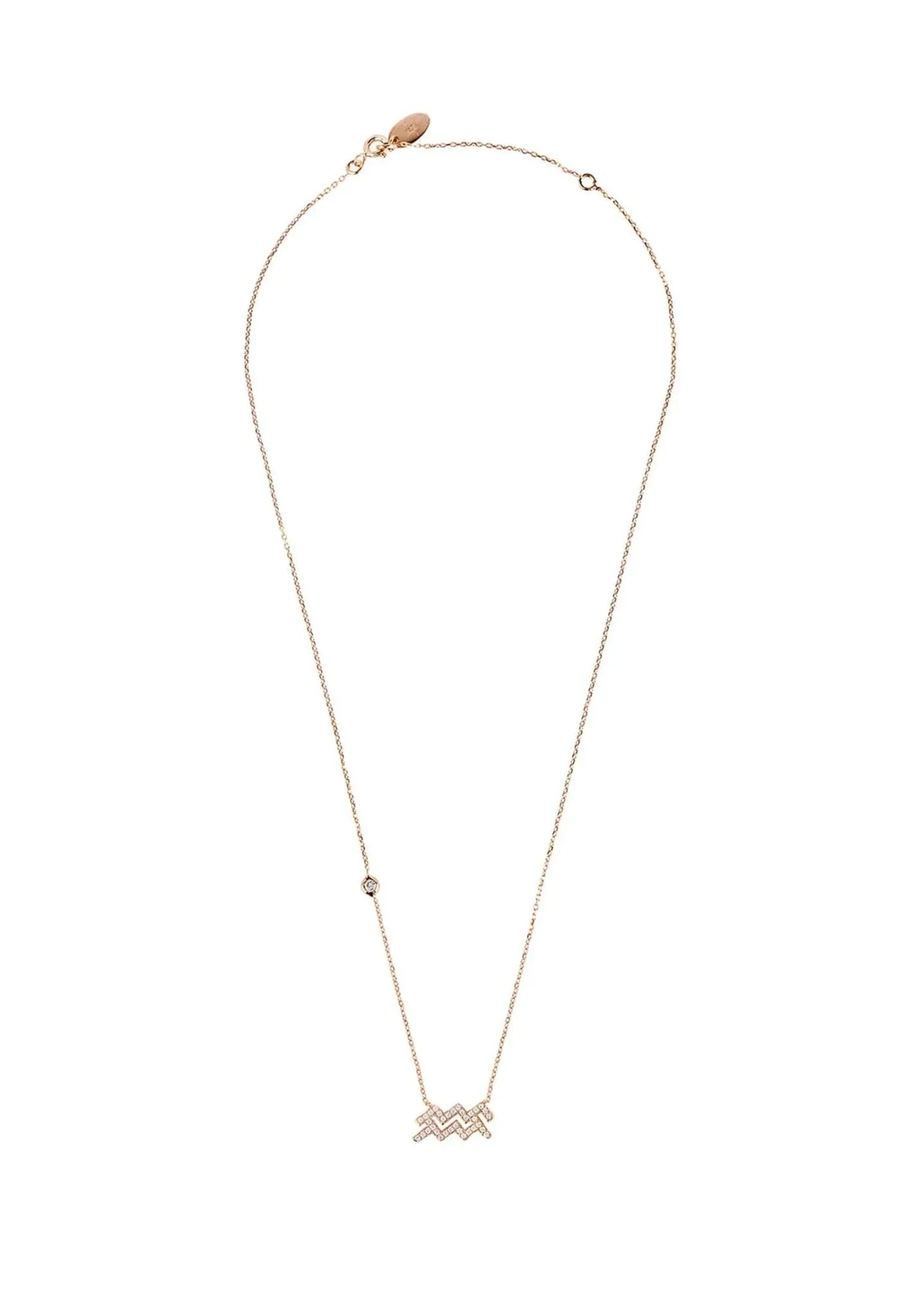 Zodiac Star Sign Pendant Necklace Rose Gold Aquarius - LATELITA Necklaces