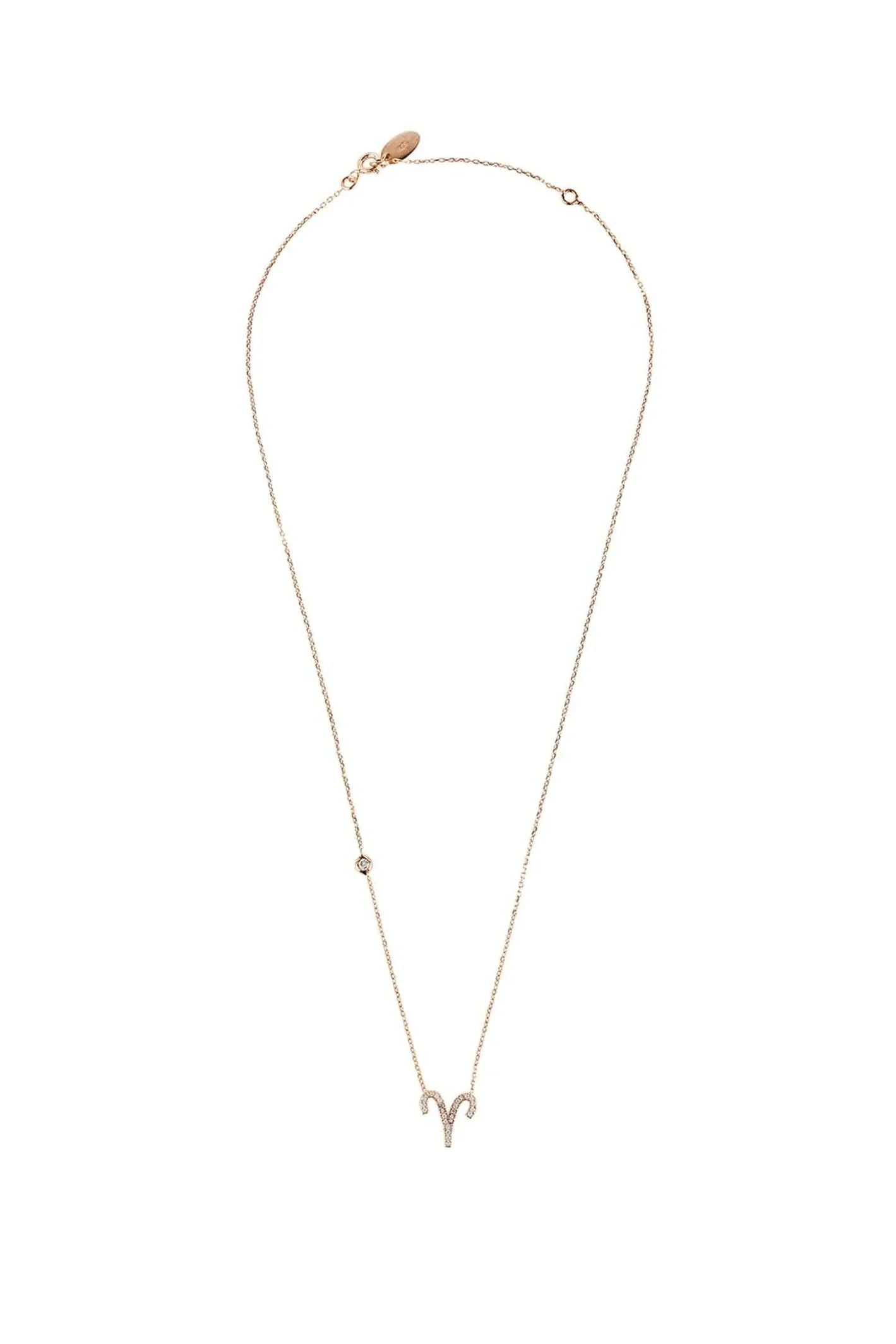 Zodiac Star Sign Pendant Necklace Rose Gold Aries - LATELITA Necklaces