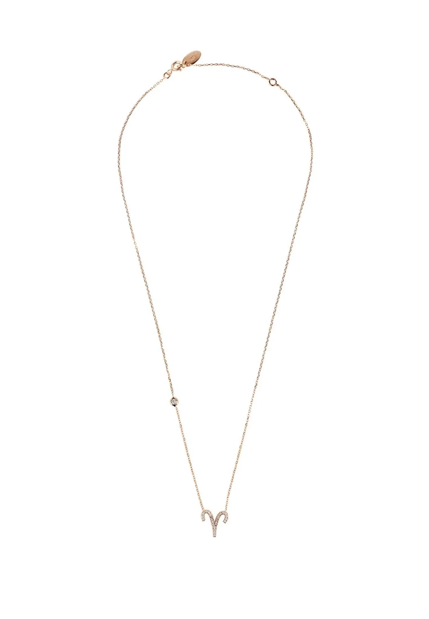 Zodiac Star Sign Pendant Necklace Rose Gold Aries - LATELITA Necklaces