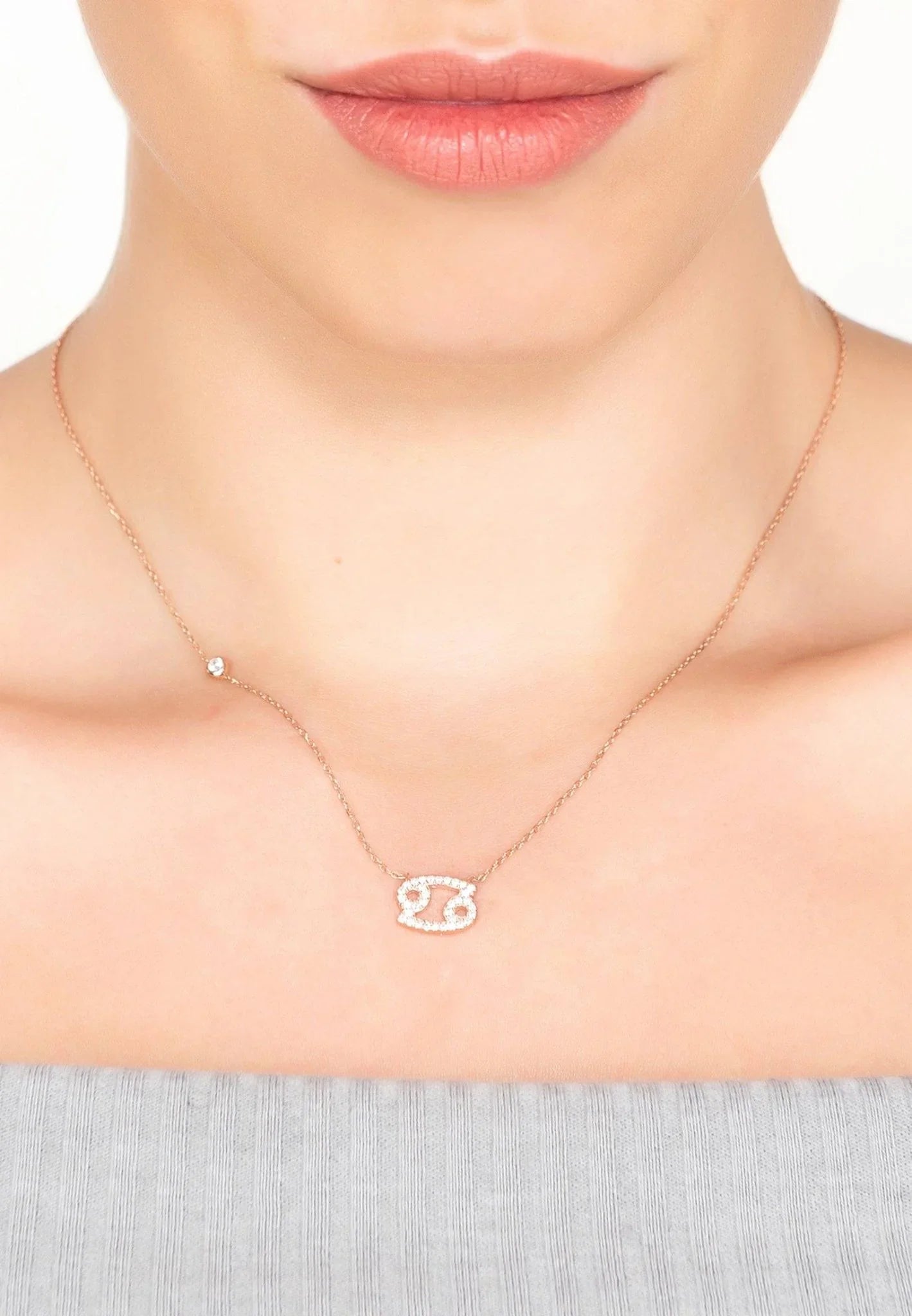 Zodiac Star Sign Pendant Necklace Rose Gold Cancer - LATELITA Necklaces
