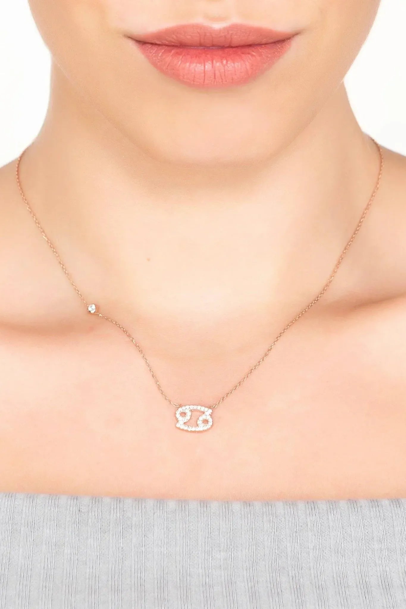 Zodiac Star Sign Pendant Necklace Rose Gold Cancer - LATELITA Necklaces
