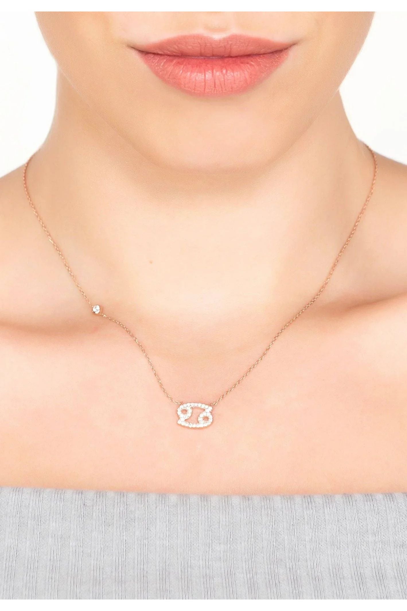 Zodiac Star Sign Pendant Necklace Rose Gold Cancer - LATELITA Necklaces
