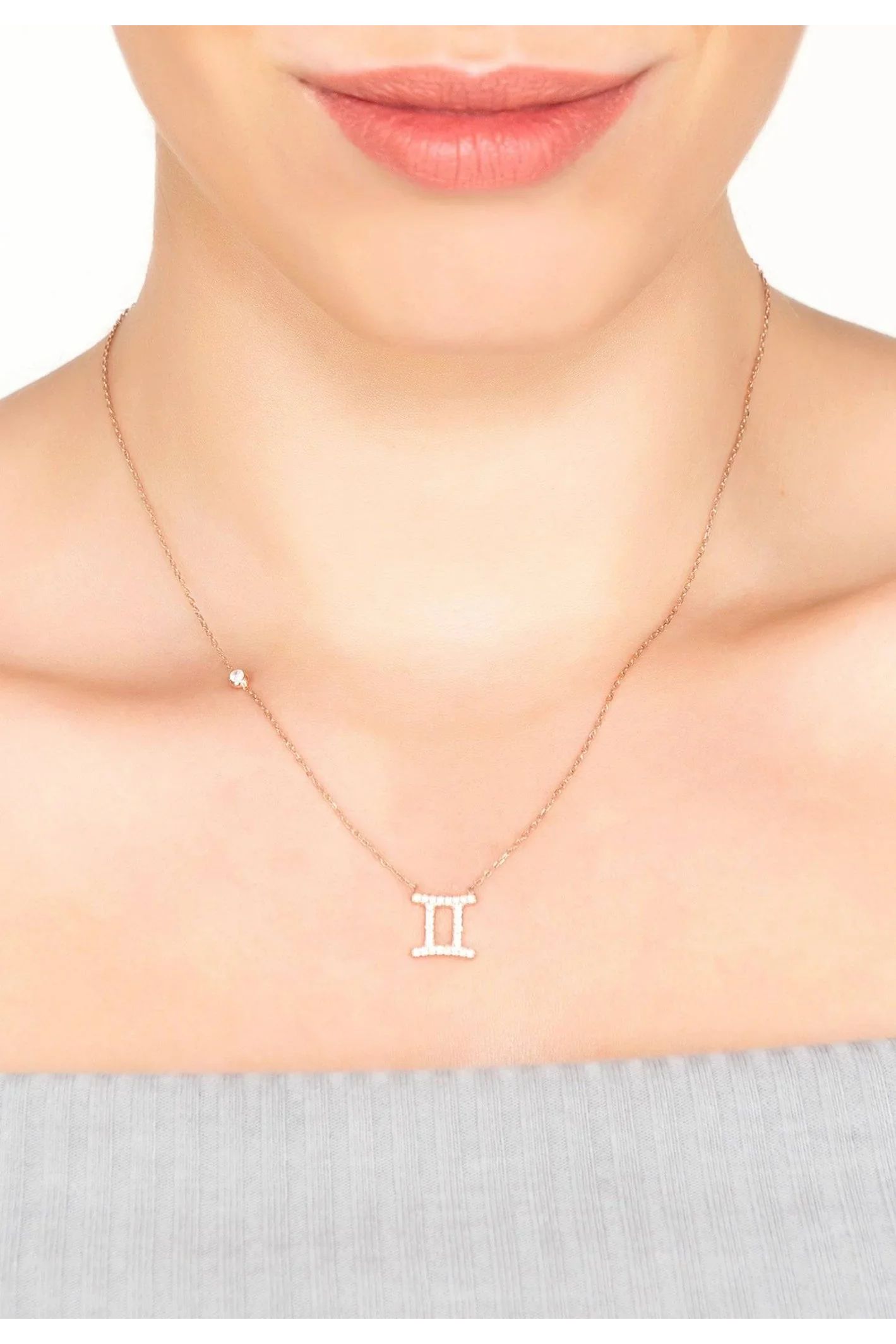 Zodiac Star Sign Pendant Necklace Rose Gold Gemini - LATELITA Necklaces