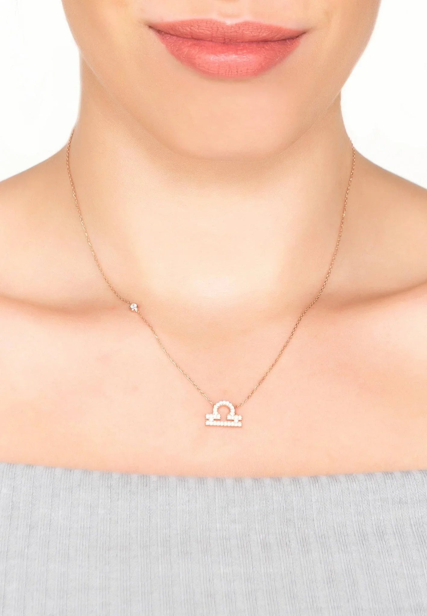 Zodiac Star Sign Pendant Necklace Rose Gold Libra - LATELITA Necklaces