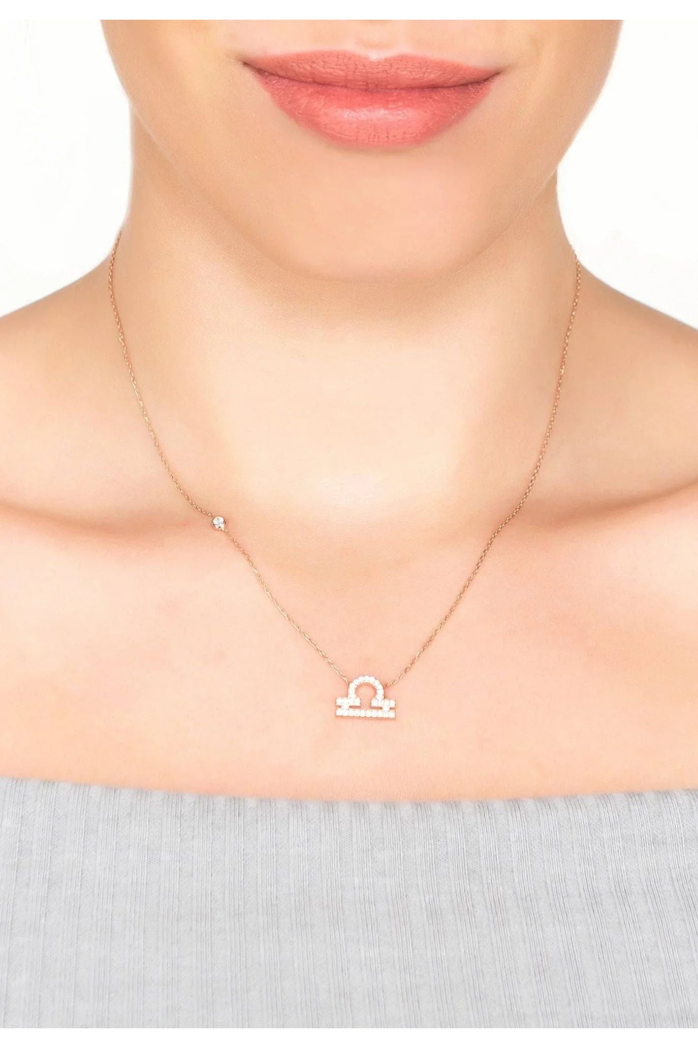 Zodiac Star Sign Pendant Necklace Rose Gold Libra - LATELITA Necklaces