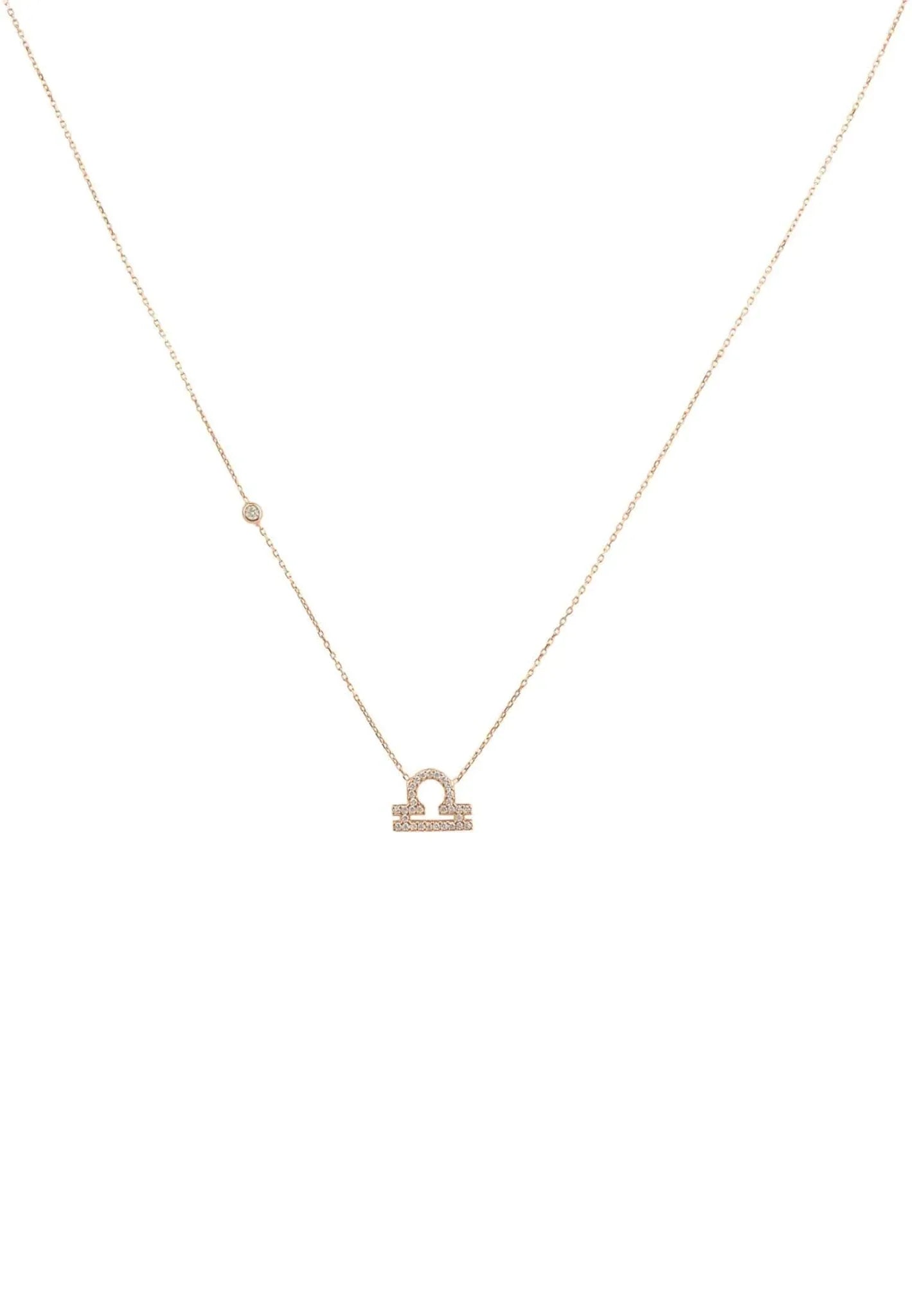 Zodiac Star Sign Pendant Necklace Rose Gold Libra - LATELITA Necklaces