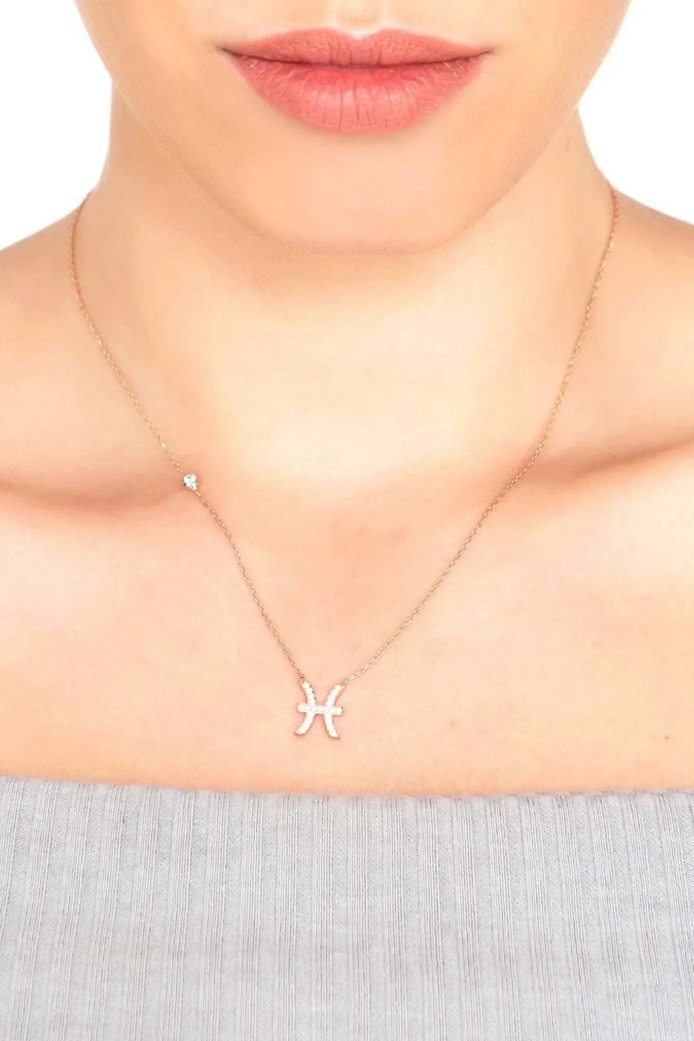 Zodiac Star Sign Pendant Necklace Rose Gold Pisces - LATELITA Necklaces