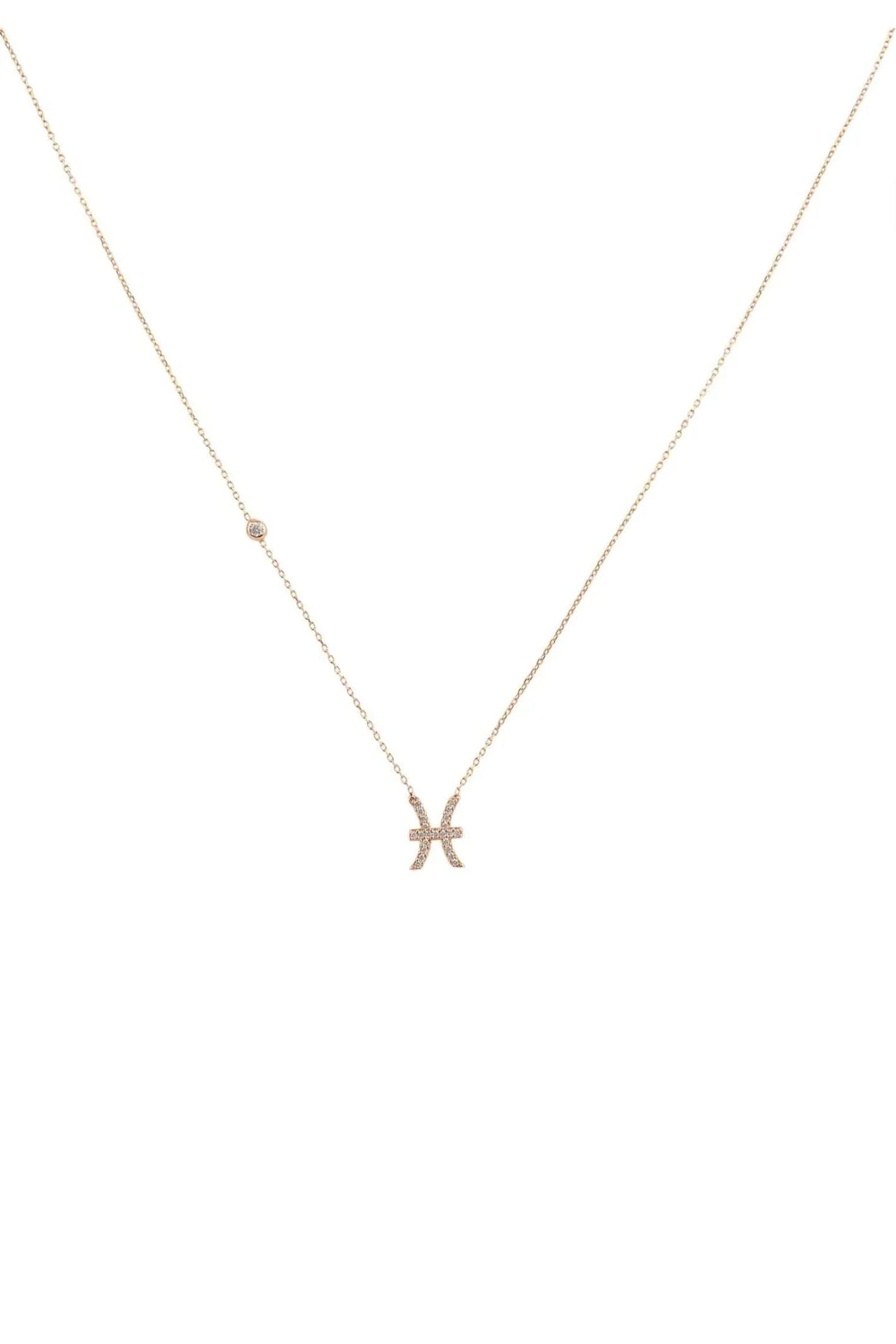 Zodiac Star Sign Pendant Necklace Rose Gold Pisces - LATELITA Necklaces
