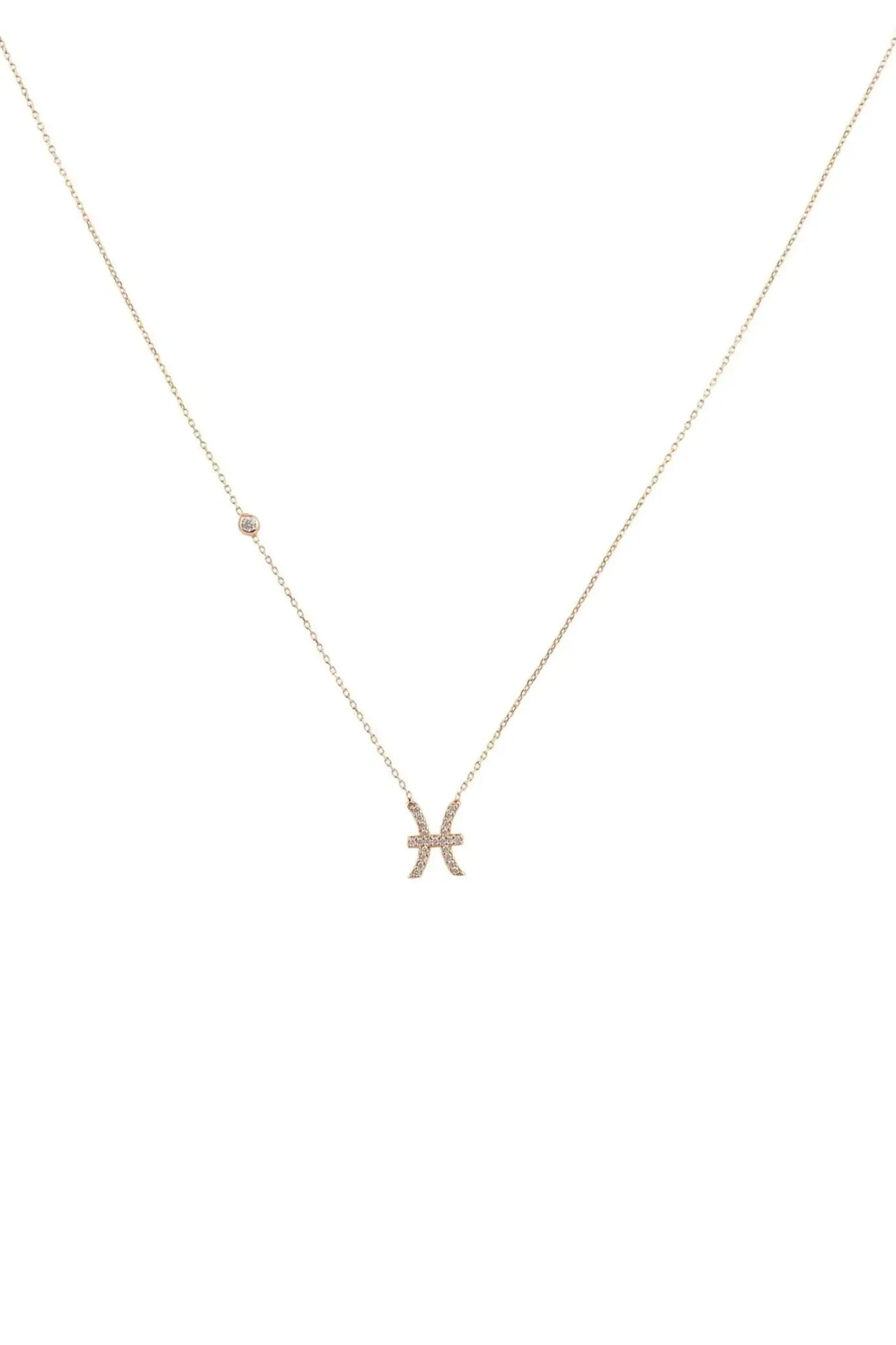 Zodiac Star Sign Pendant Necklace Rose Gold Pisces - LATELITA Necklaces