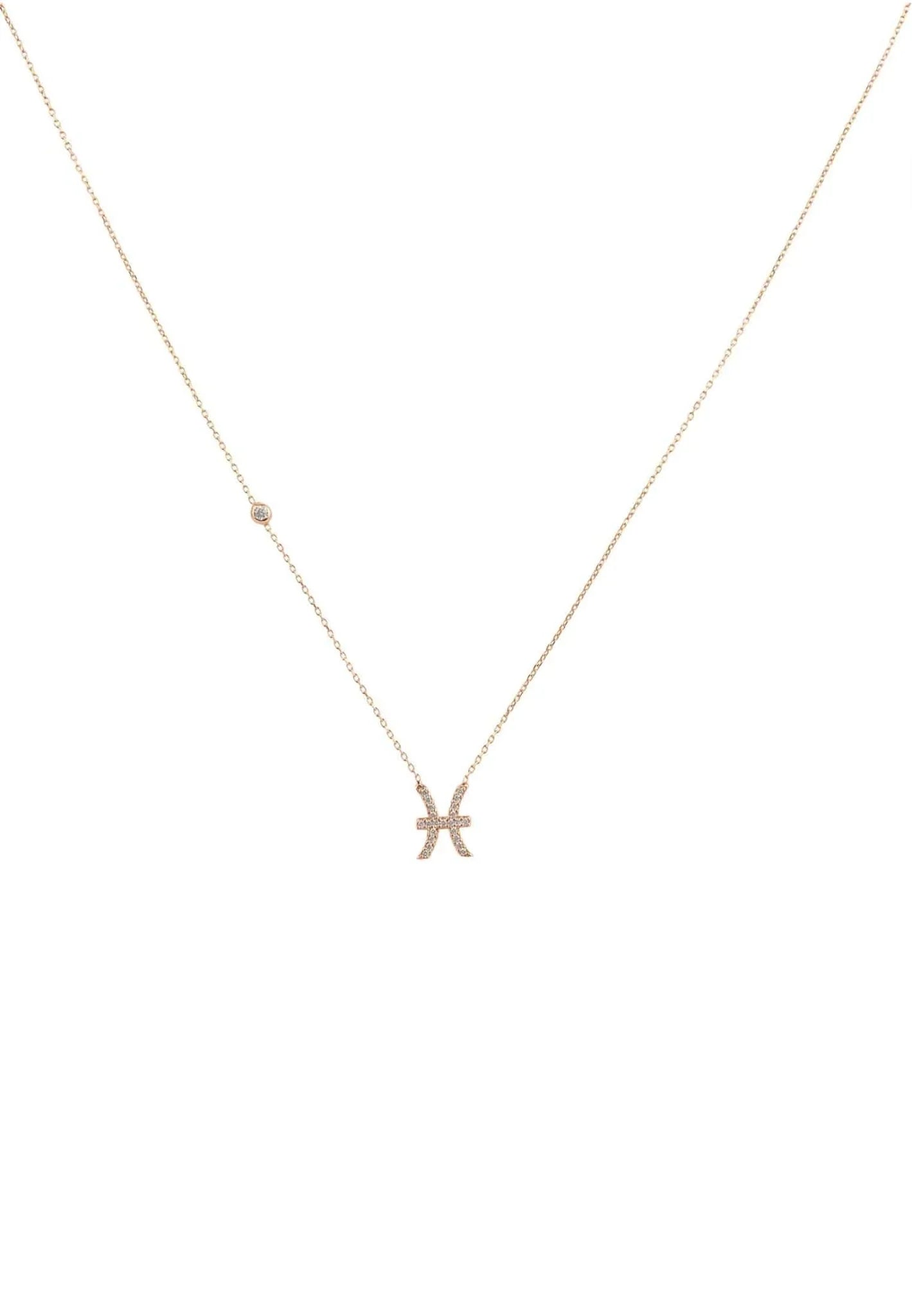 Zodiac Star Sign Pendant Necklace Rose Gold Pisces - LATELITA Necklaces