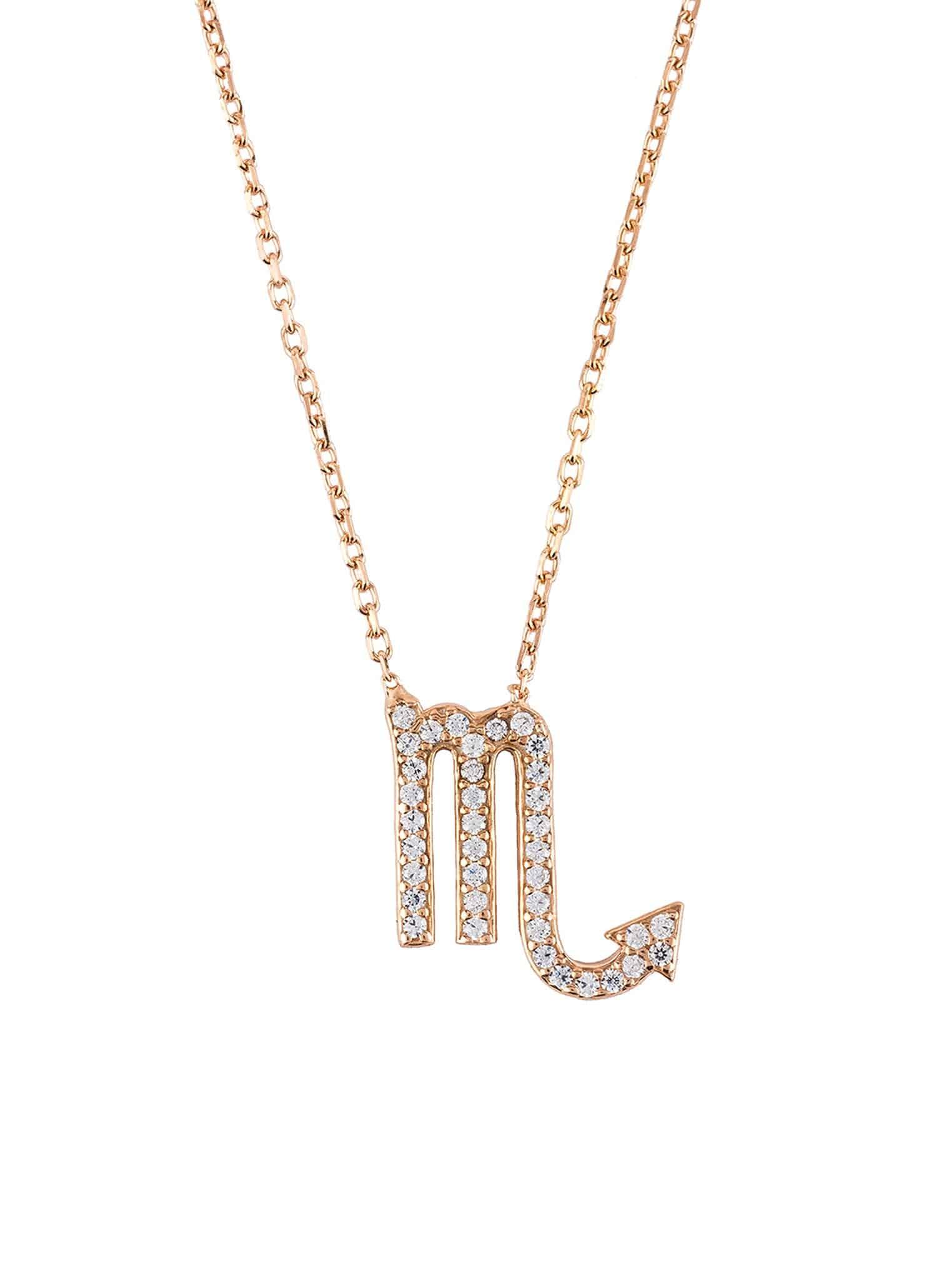 Zodiac Star Sign Pendant Necklace Rose Gold Scorpio - LATELITA Necklaces