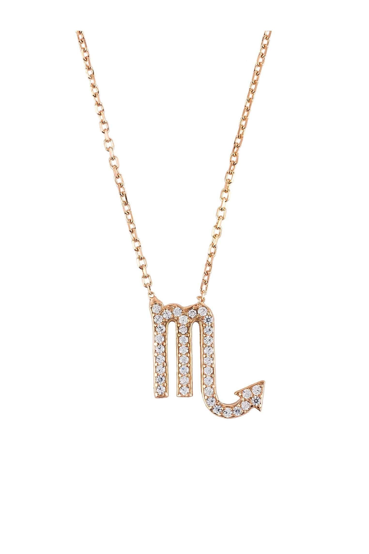Zodiac Star Sign Pendant Necklace Rose Gold Scorpio - LATELITA Necklaces