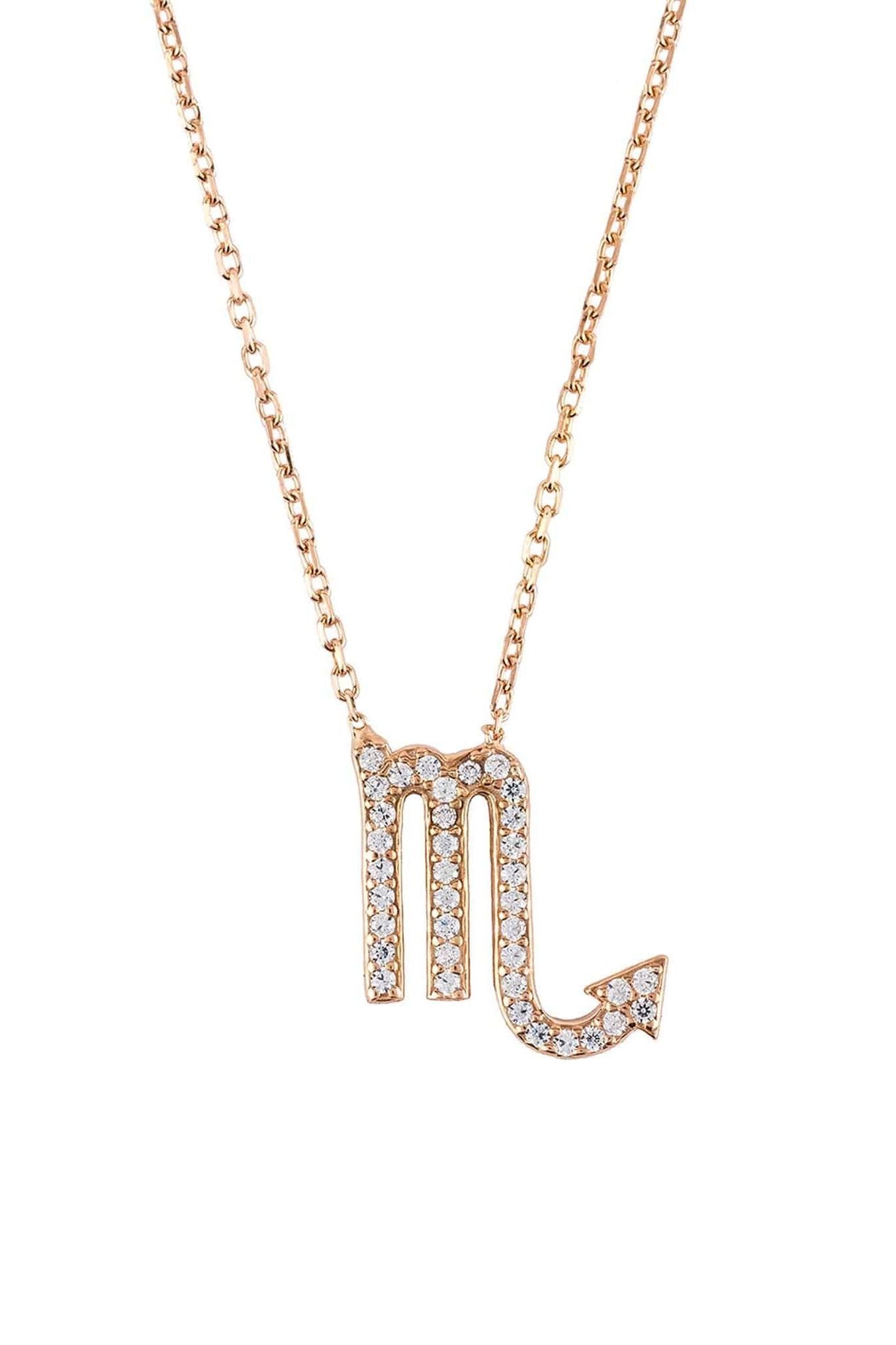 Zodiac Star Sign Pendant Necklace Rose Gold Scorpio - LATELITA Necklaces