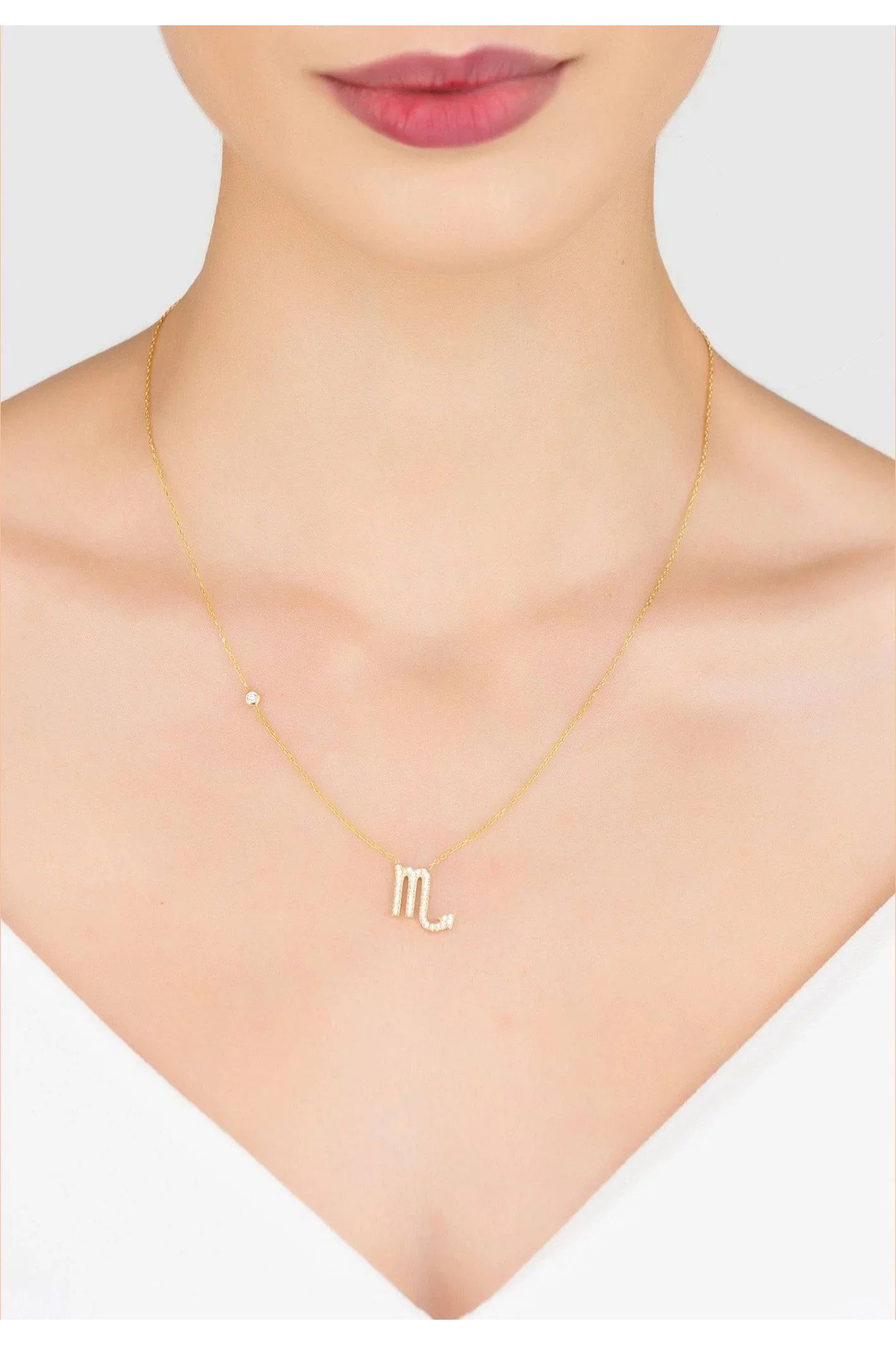 Zodiac Star Sign Pendant Necklace Rose Gold Scorpio - LATELITA Necklaces