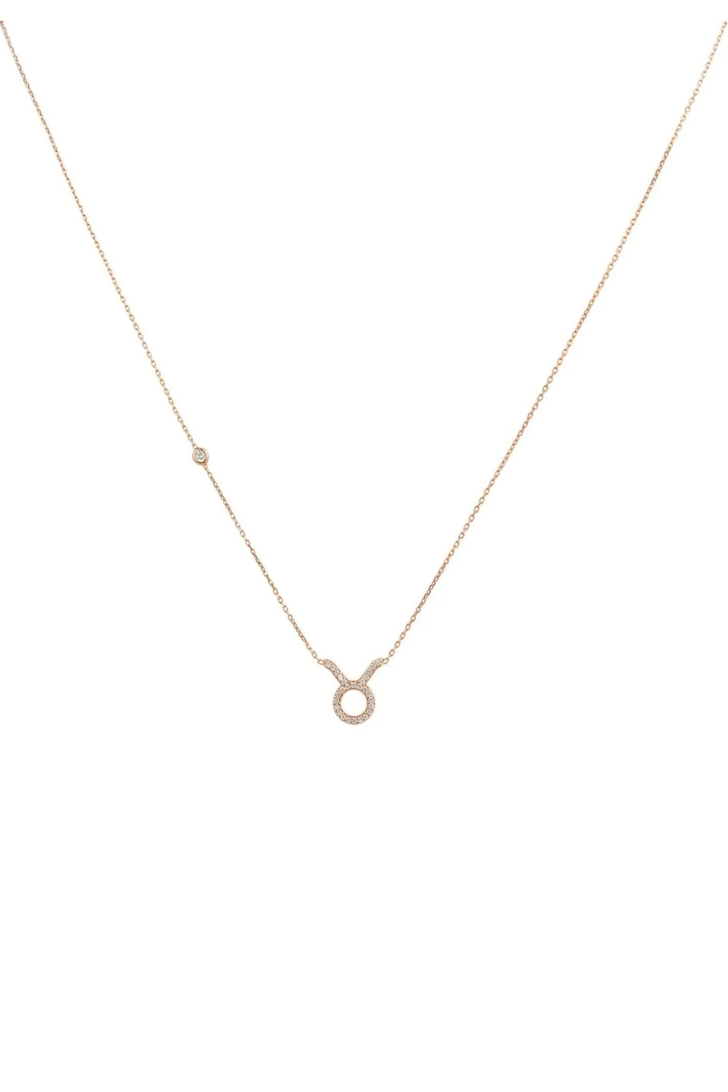 Zodiac Star Sign Pendant Necklace Rose Gold Taurus - LATELITA Necklaces