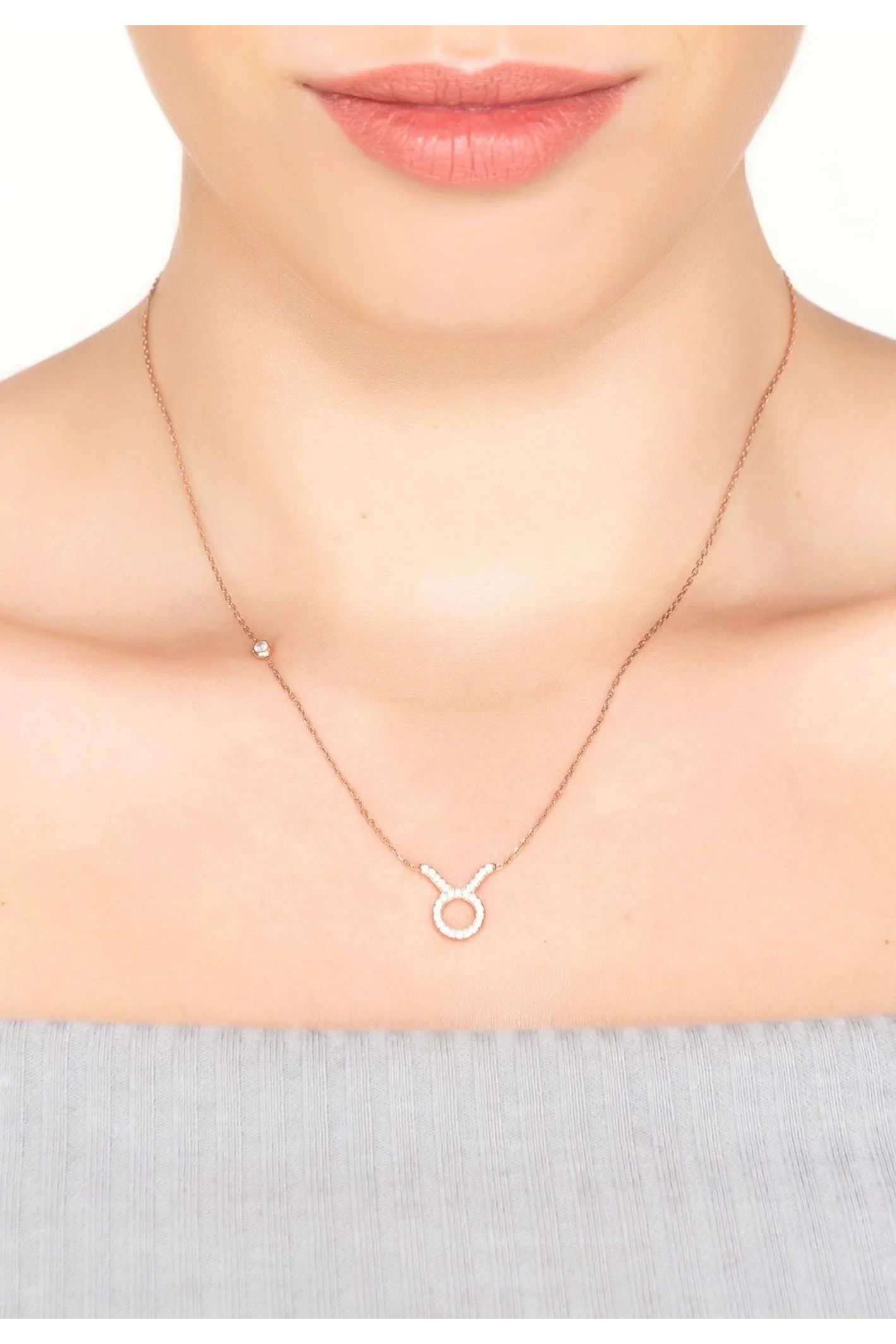 Zodiac Star Sign Pendant Necklace Rose Gold Taurus - LATELITA Necklaces