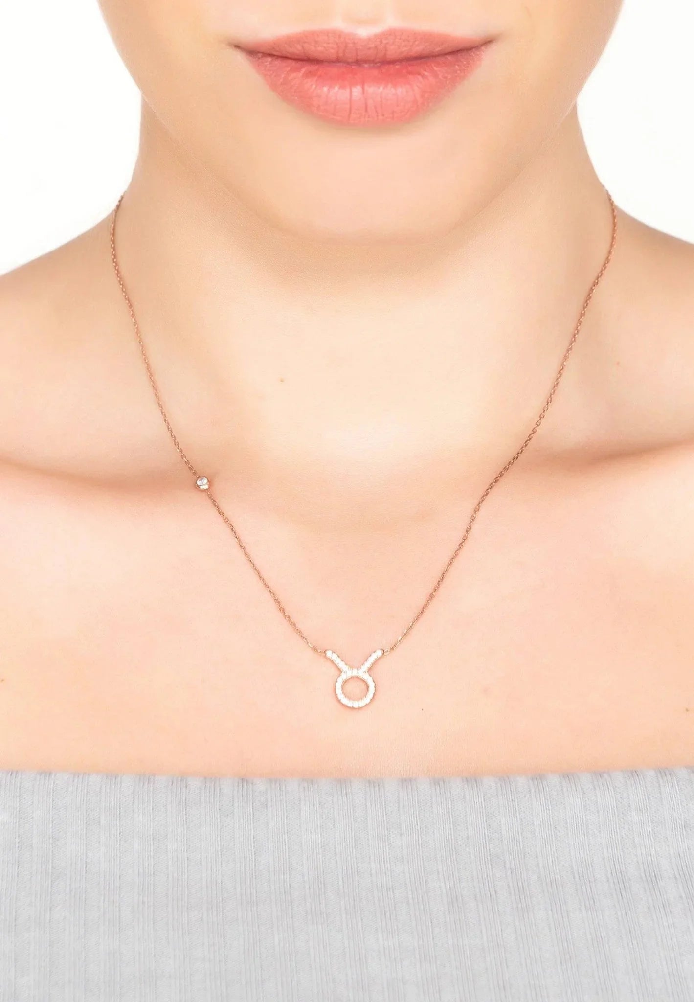 Zodiac Star Sign Pendant Necklace Rose Gold Taurus - LATELITA Necklaces