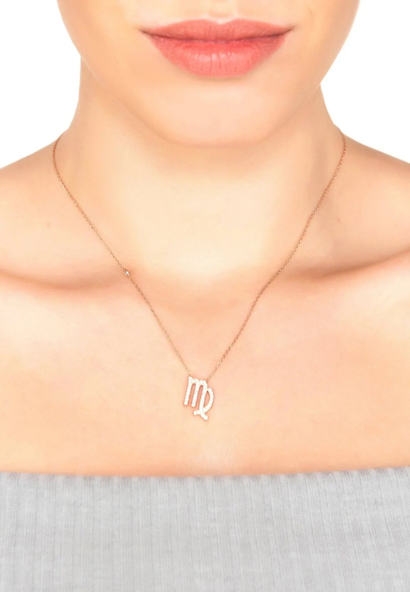 Zodiac Star Sign Pendant Necklace Rose Gold Virgo - LATELITA Necklaces