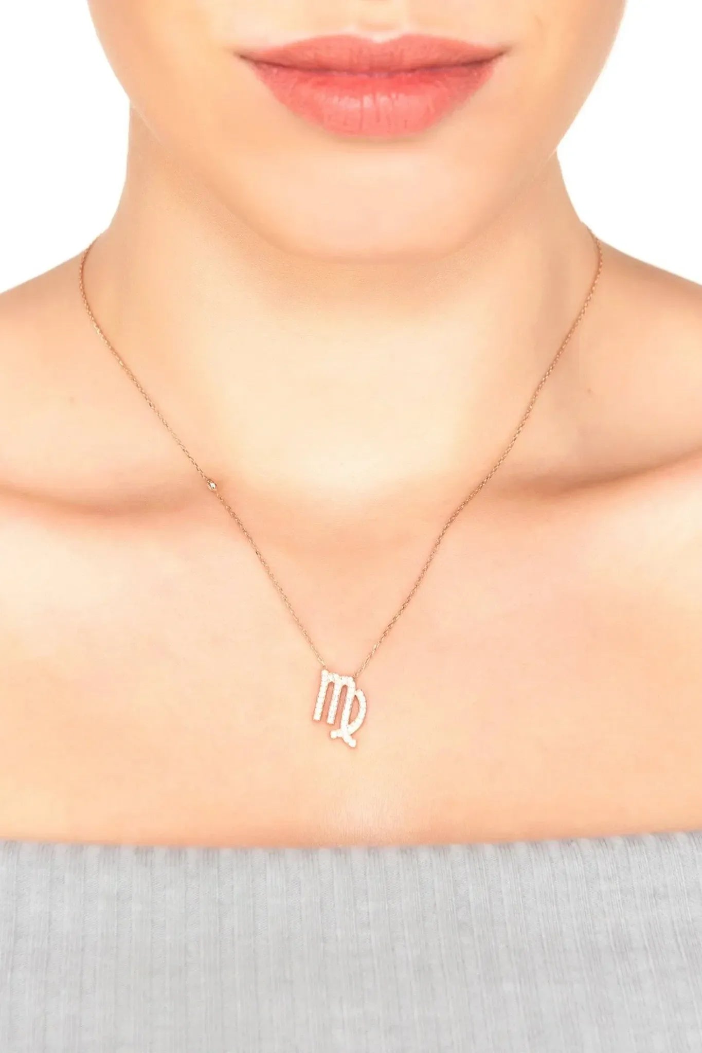 Zodiac Star Sign Pendant Necklace Rose Gold Virgo - LATELITA Necklaces
