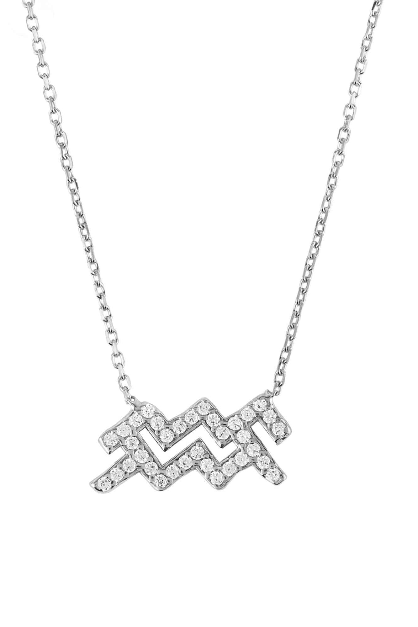 Zodiac Star Sign Pendant Necklace Silver Aquarius - LATELITA Necklaces