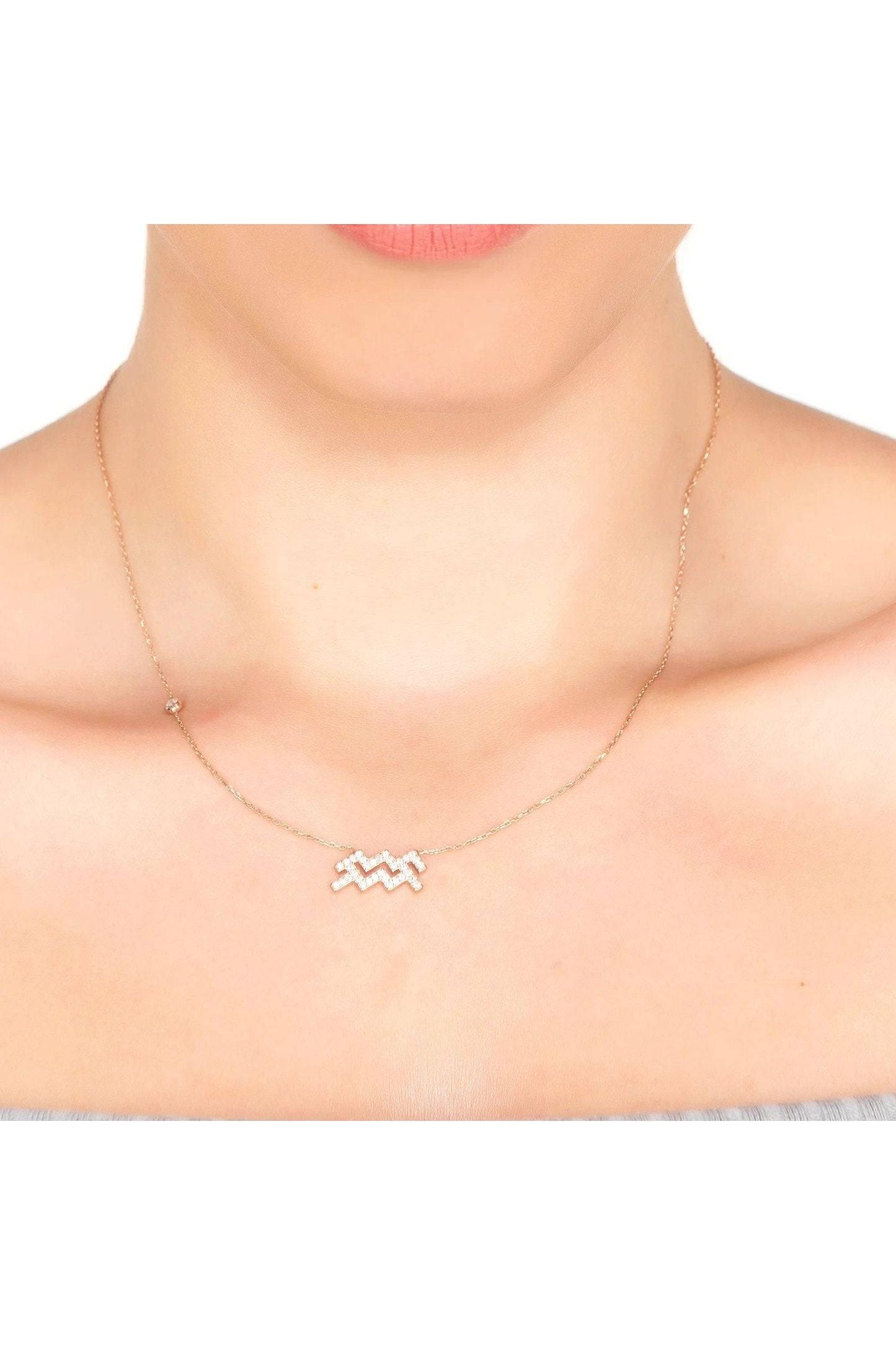 Zodiac Star Sign Pendant Necklace Silver Aquarius - LATELITA Necklaces
