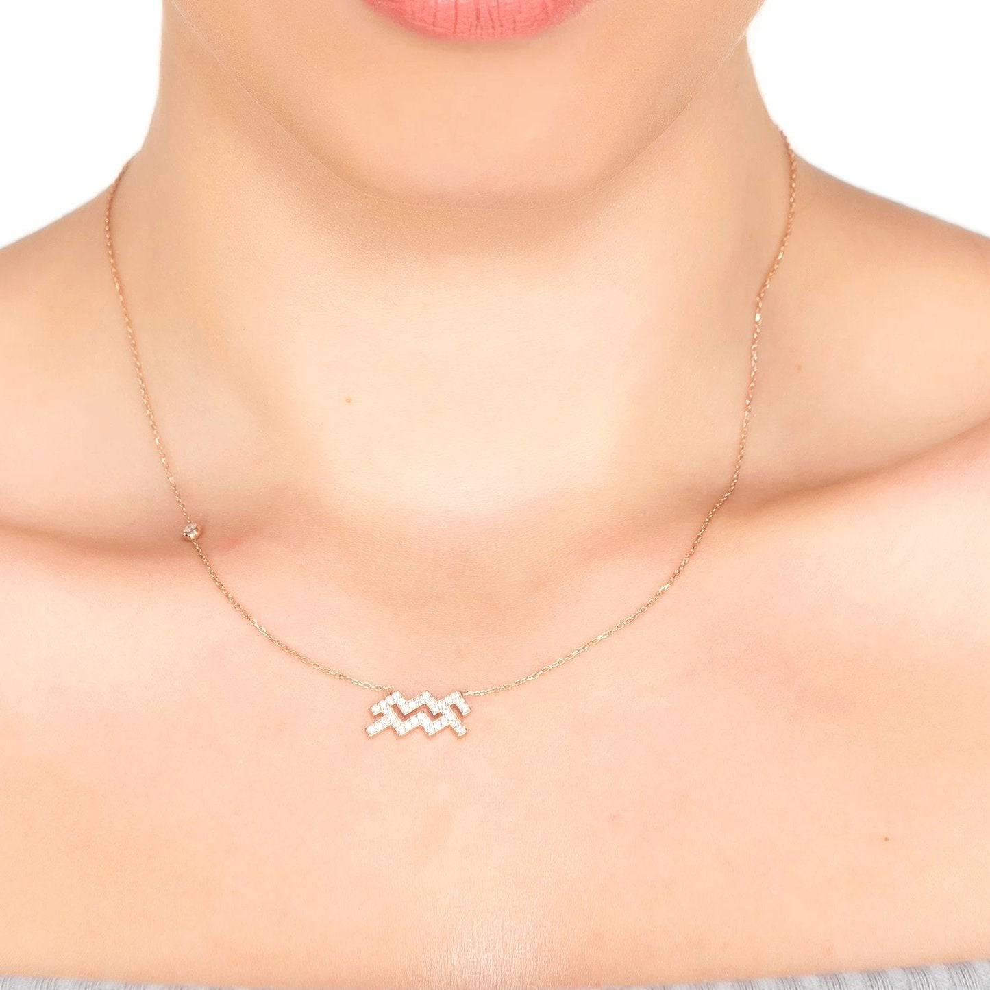 Zodiac Star Sign Pendant Necklace Silver Aquarius - LATELITA Necklaces