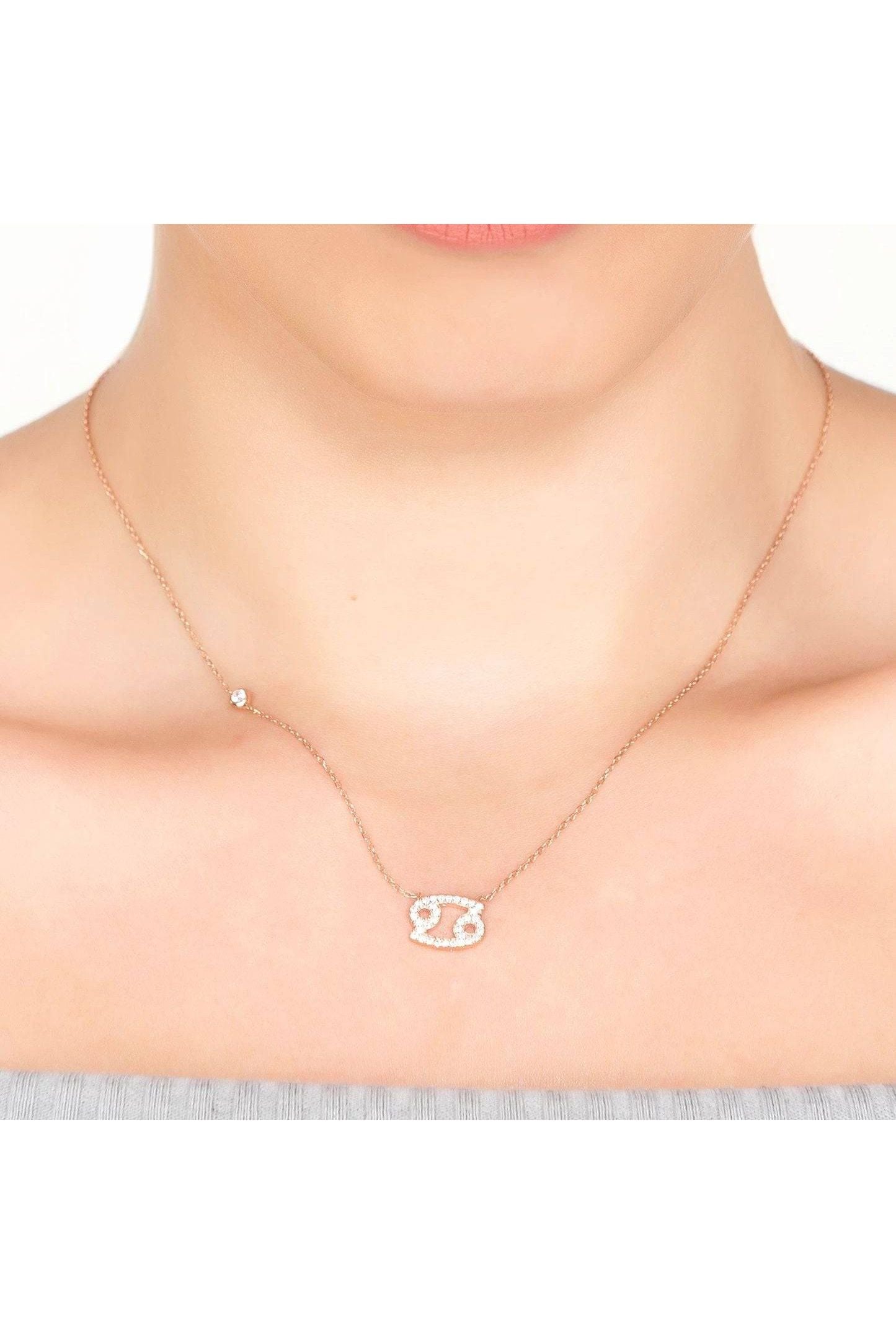 Zodiac Star Sign Pendant Necklace Silver Cancer - LATELITA Necklaces