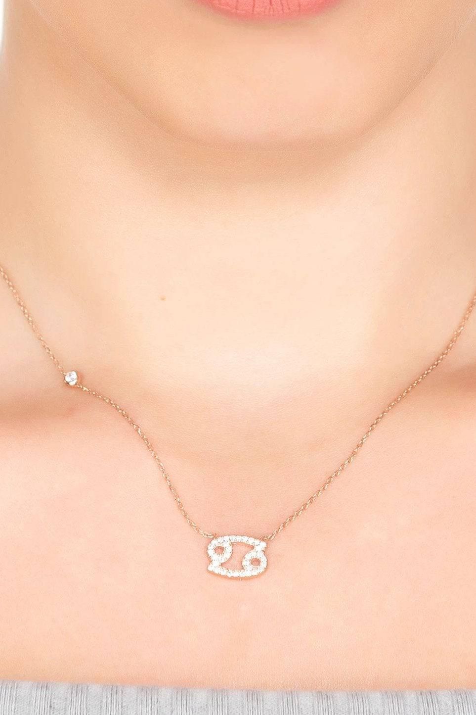 Zodiac Star Sign Pendant Necklace Silver Cancer - LATELITA Necklaces