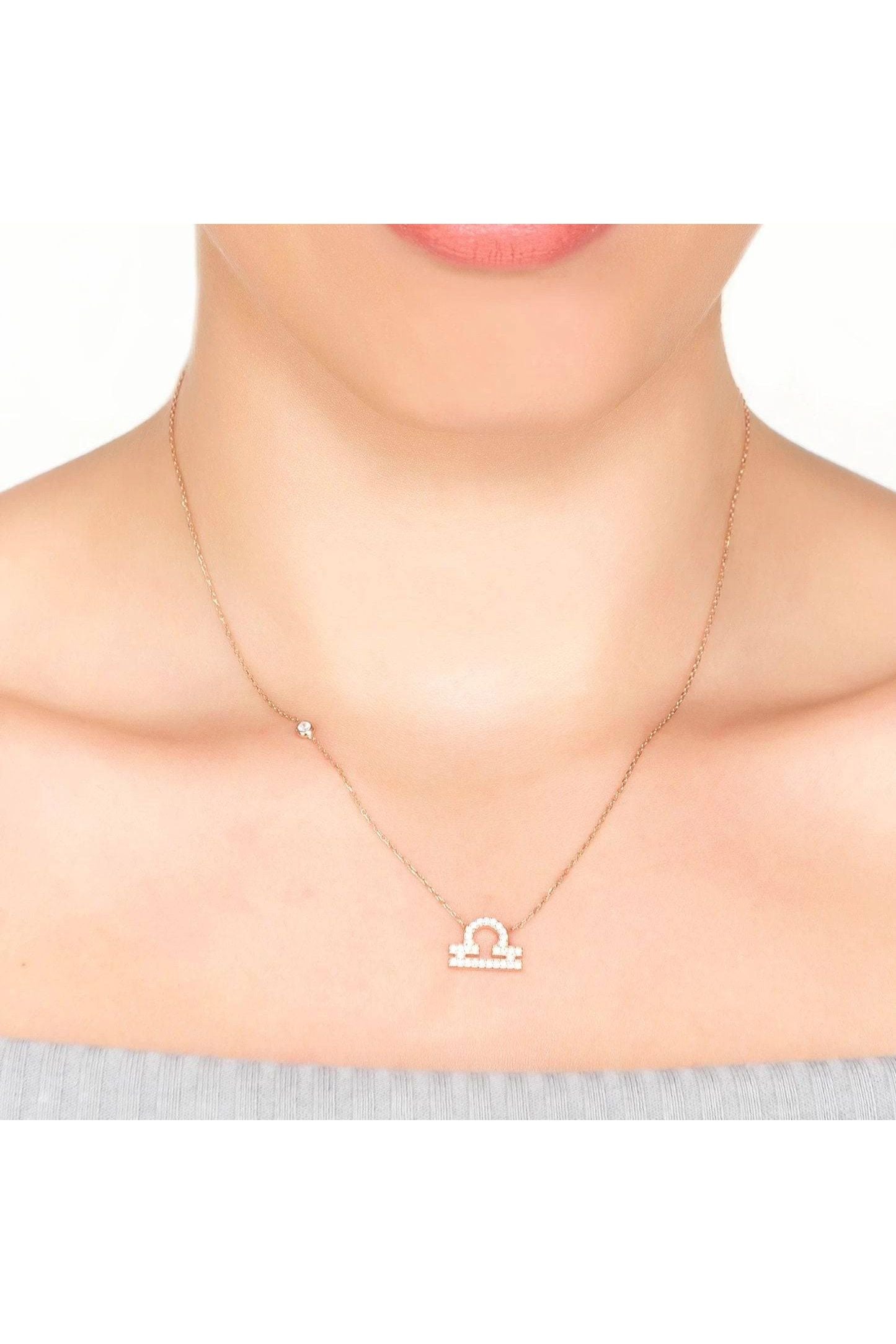 Zodiac Star Sign Pendant Necklace Silver Libra - LATELITA Necklaces