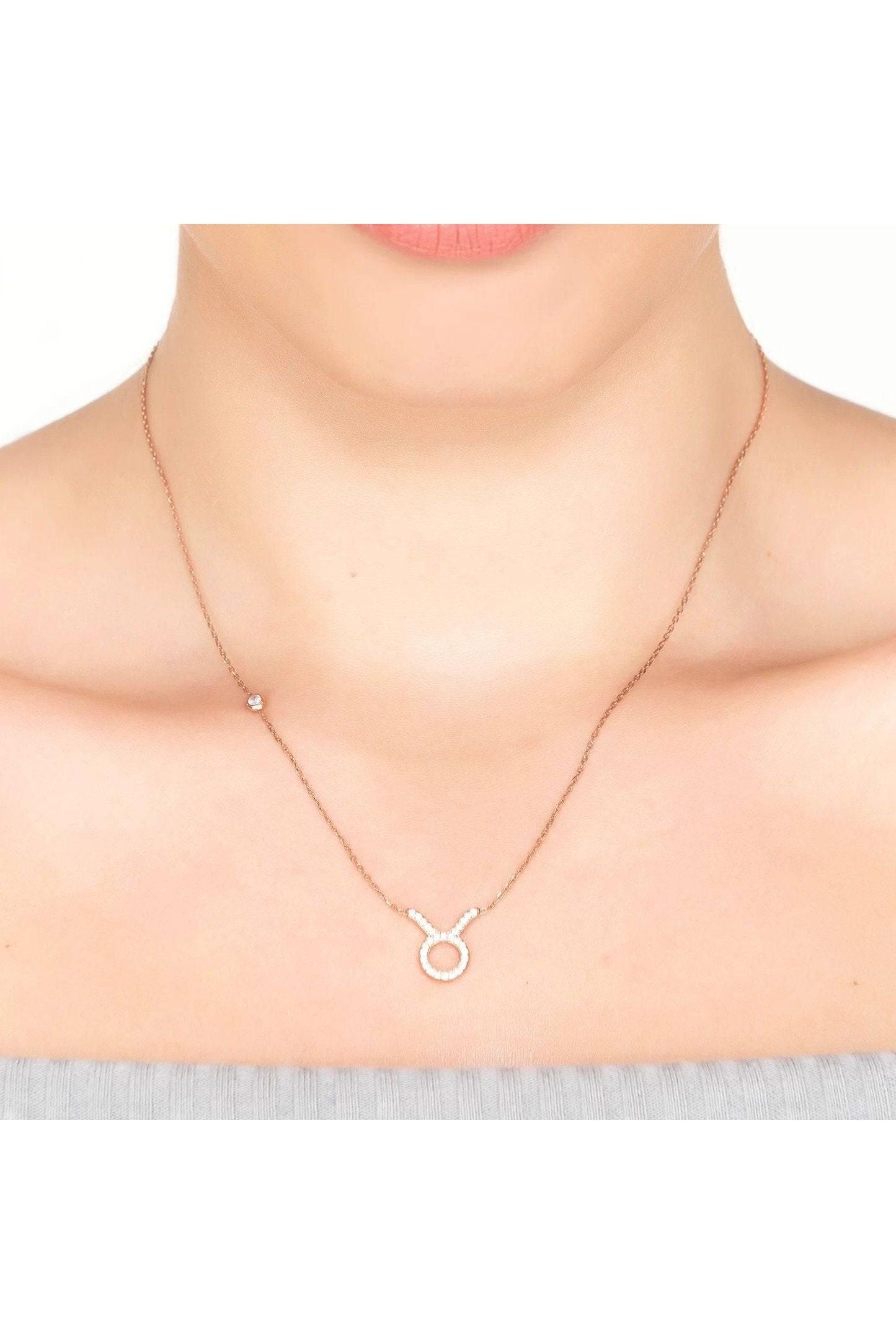 Zodiac Star Sign Pendant Necklace Silver Taurus - LATELITA Necklaces