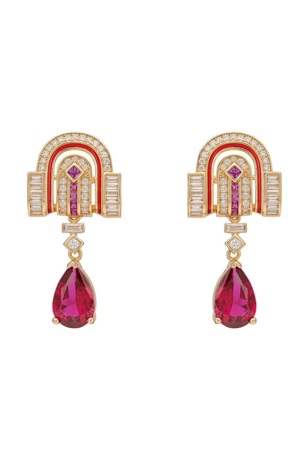 Latelita Long Drop Earrings Sapphire Blue Cz