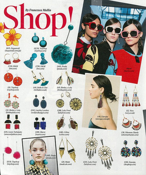 Spotted! Our royal blue stingray oval drop earrings as featured in the Times - LATELITA