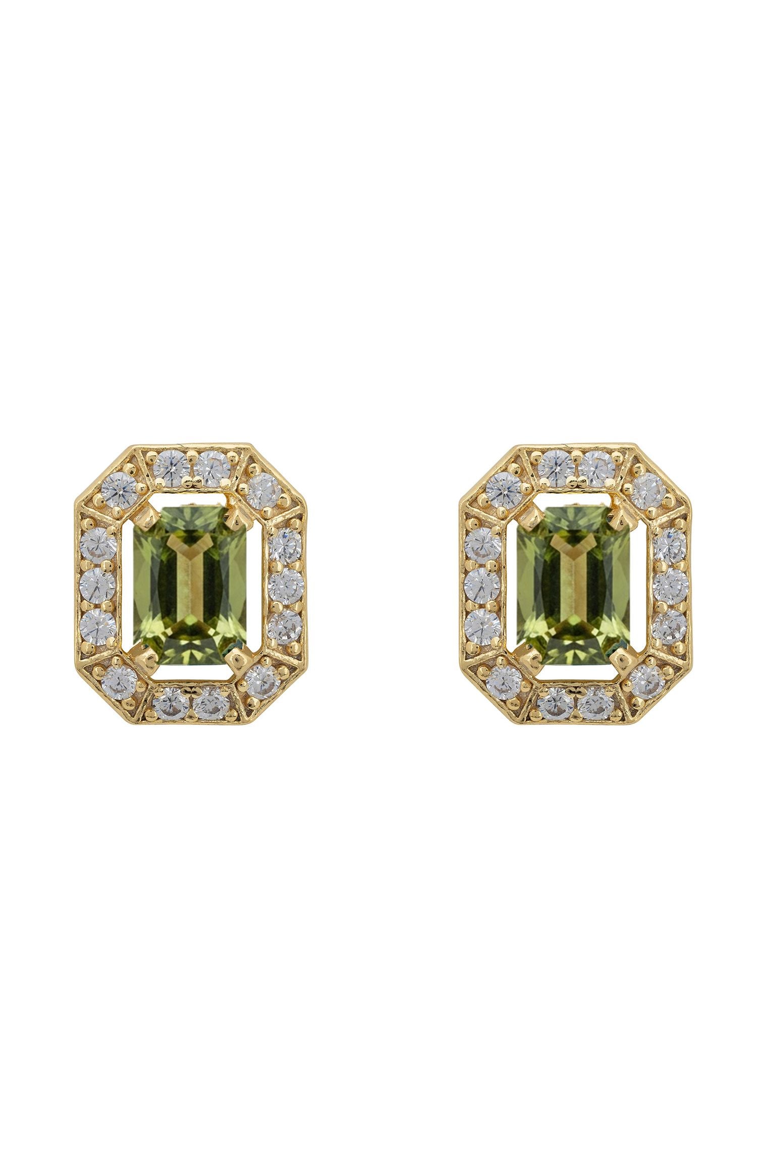 Whistledown Gemstone Stud Earrings Peridot Gold