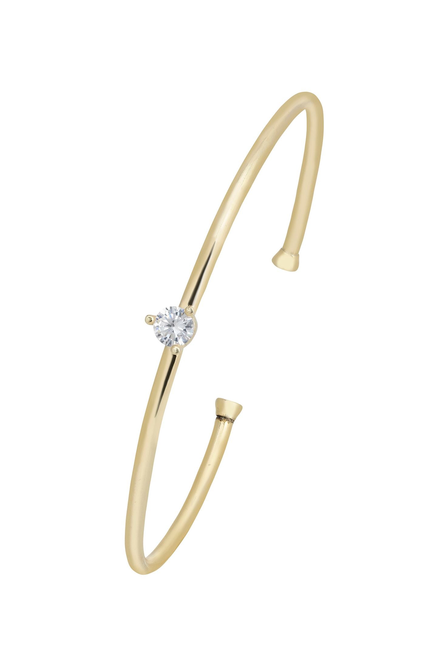 Single diamond gold bangle.