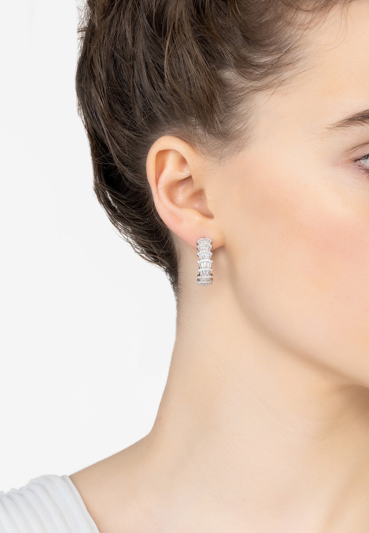 Deco Fantail Hoop Earrings Silver
