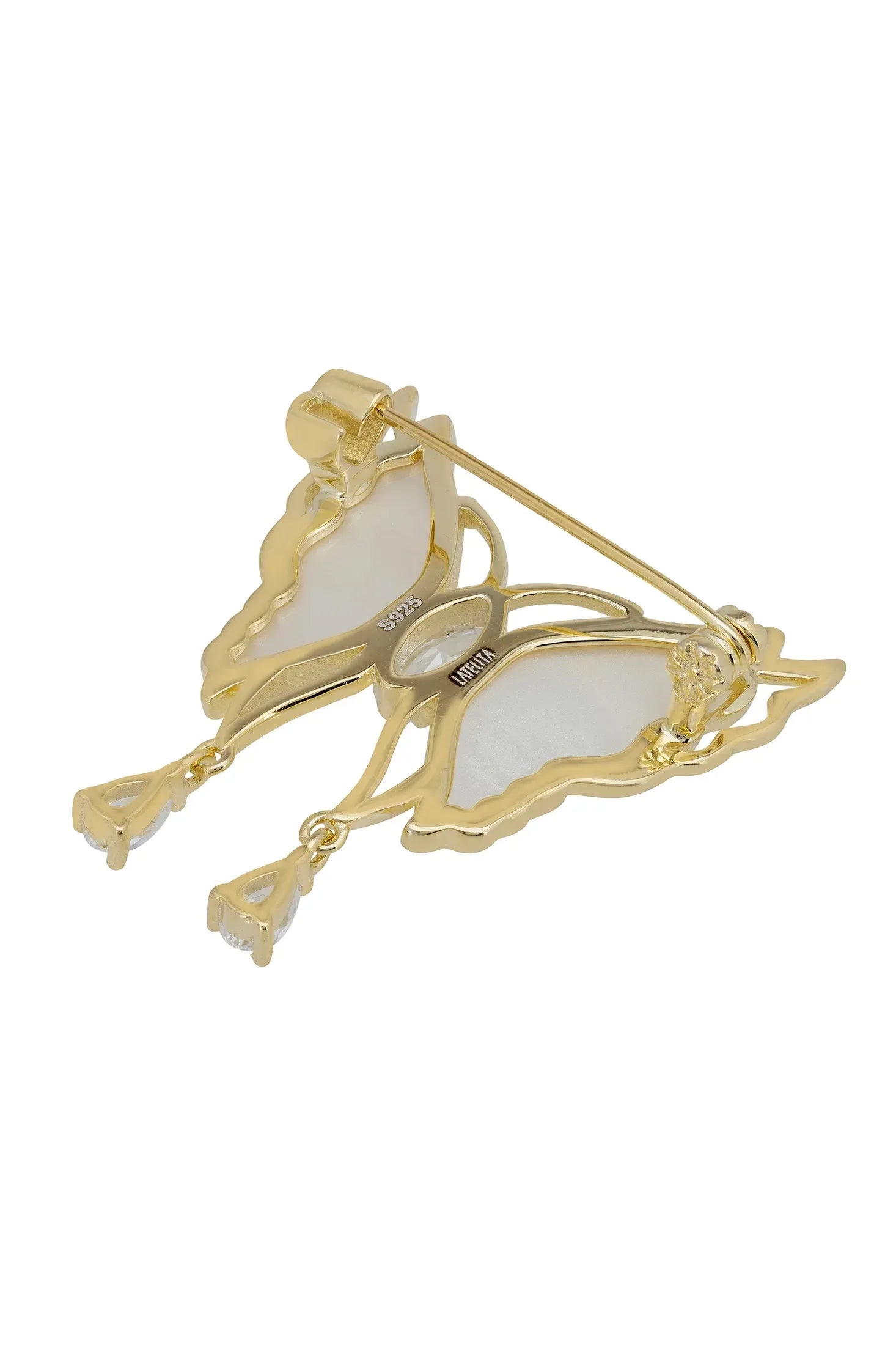 Pin back of the brooch.