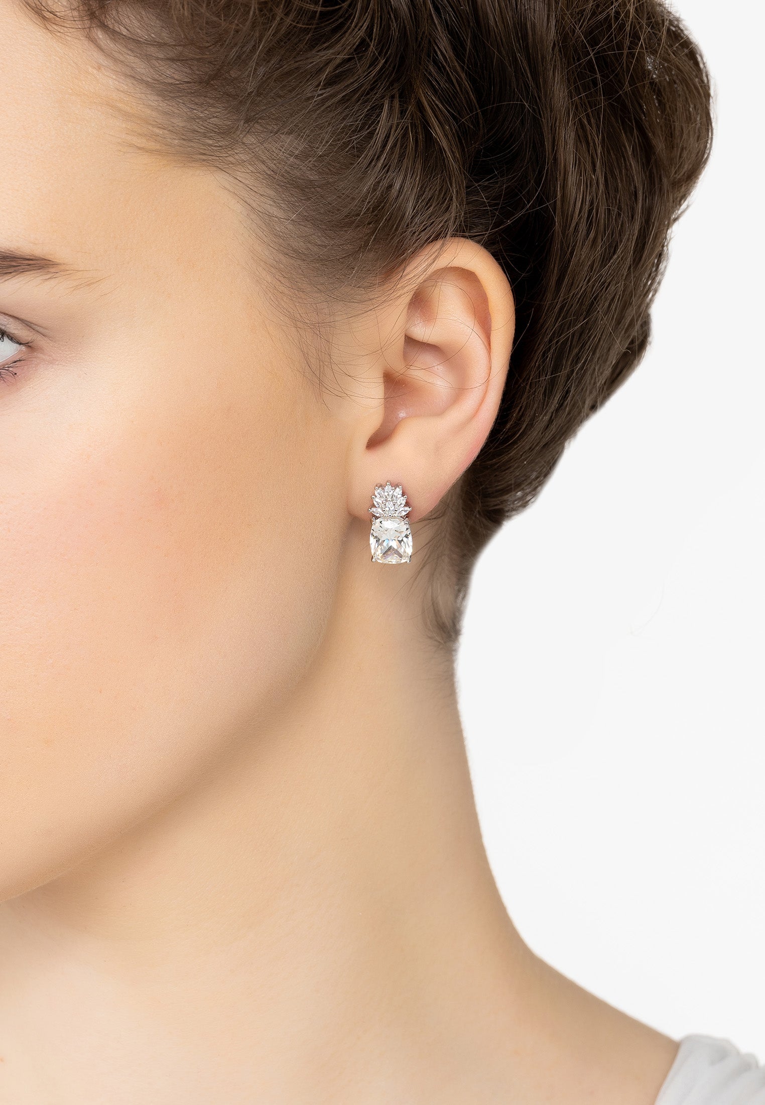 Pineapple Gemstone Earrings Moissanite Silver