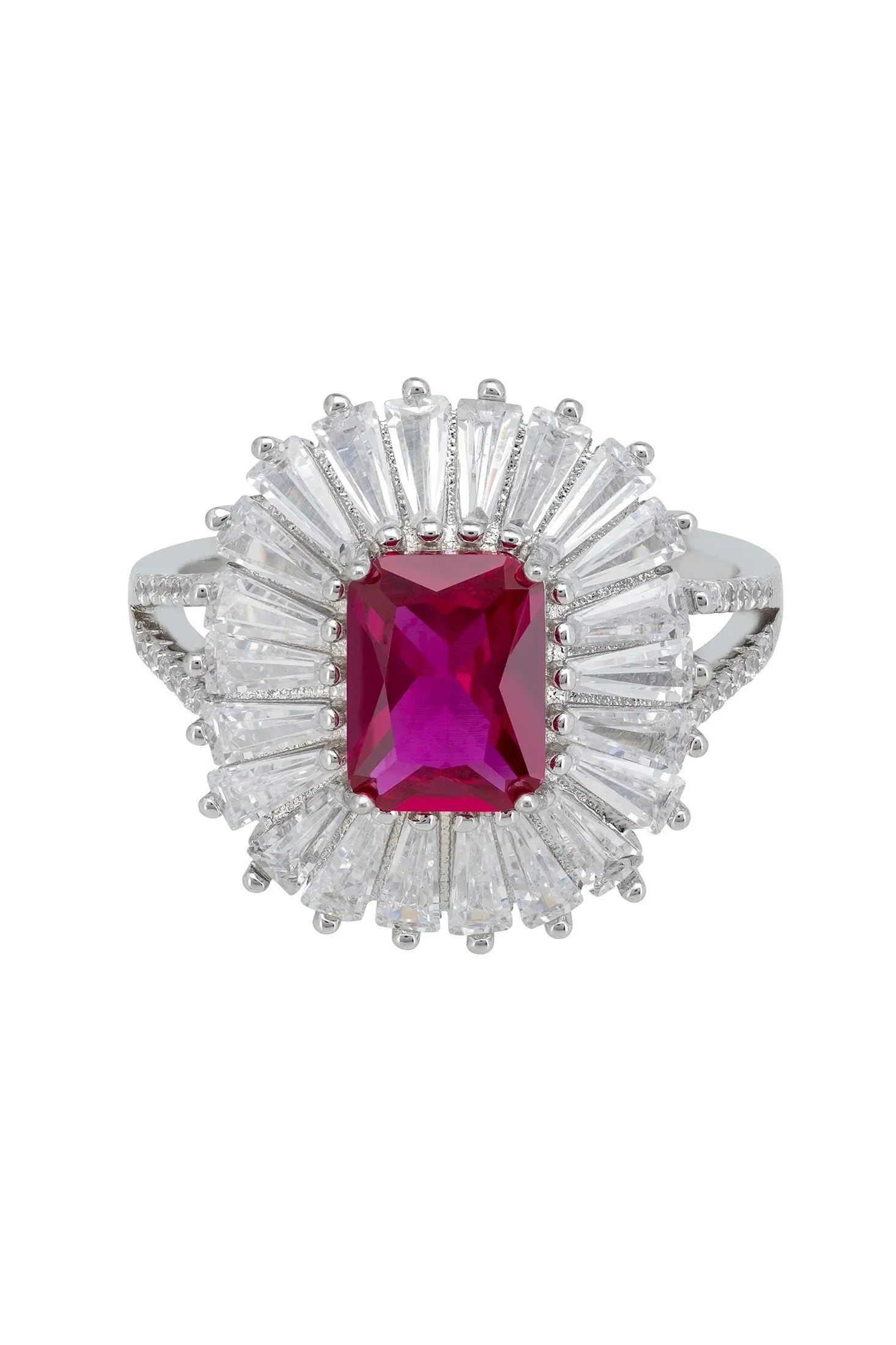 Halo diamond and ruby ring.