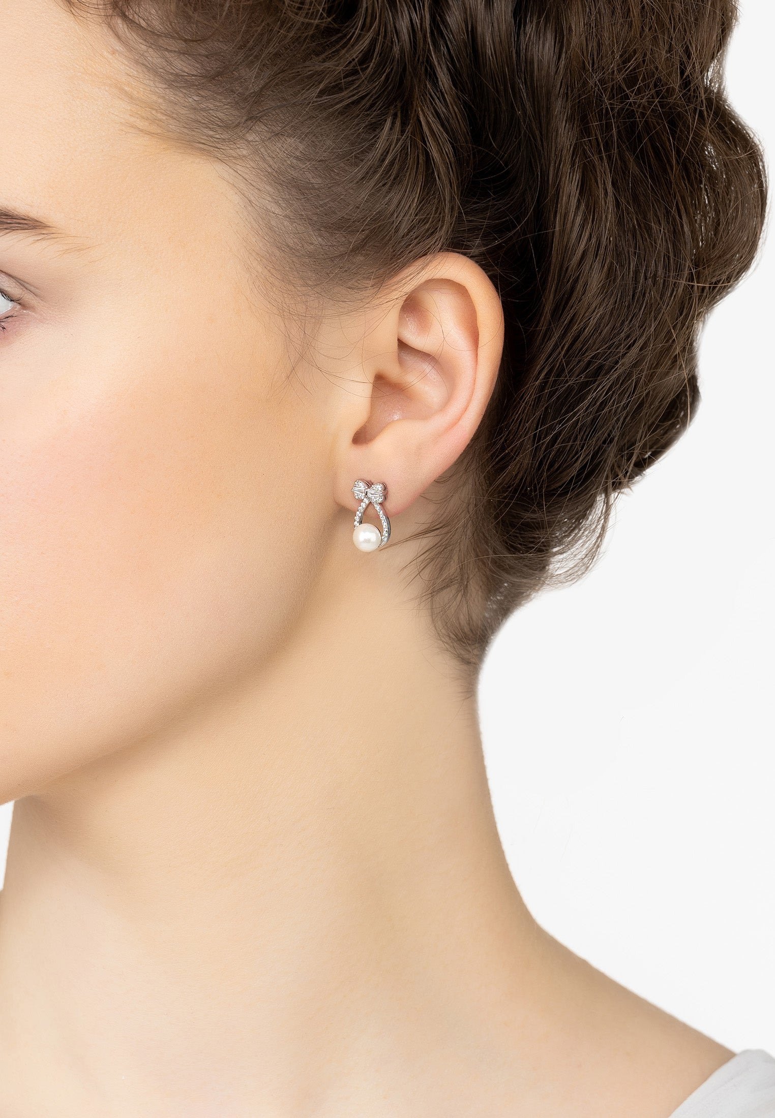 Schleifen und Perlen Ohrringe Silber