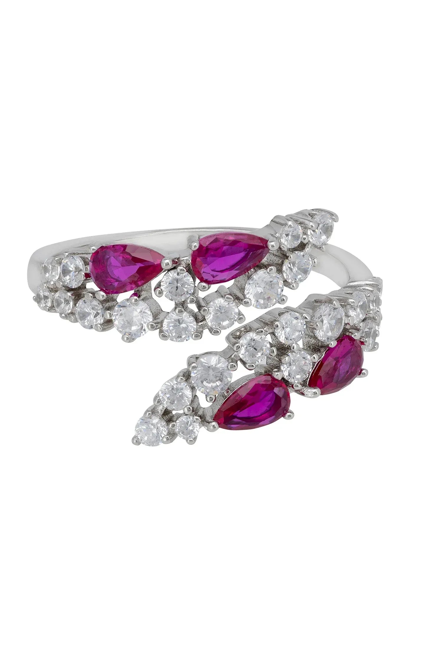Ruby teardrops diamond ring.