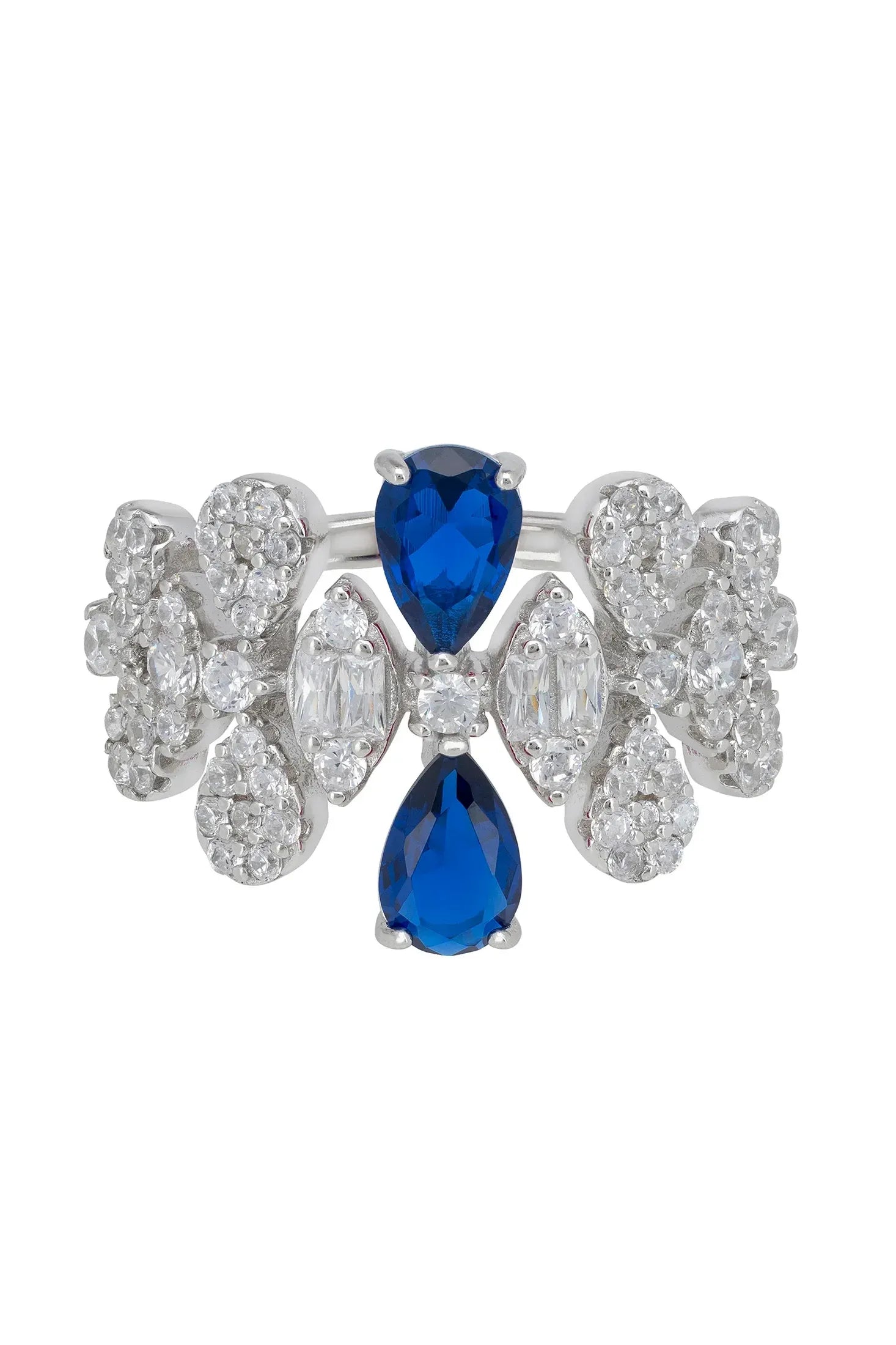 Sapphire teardrops diamond ring.