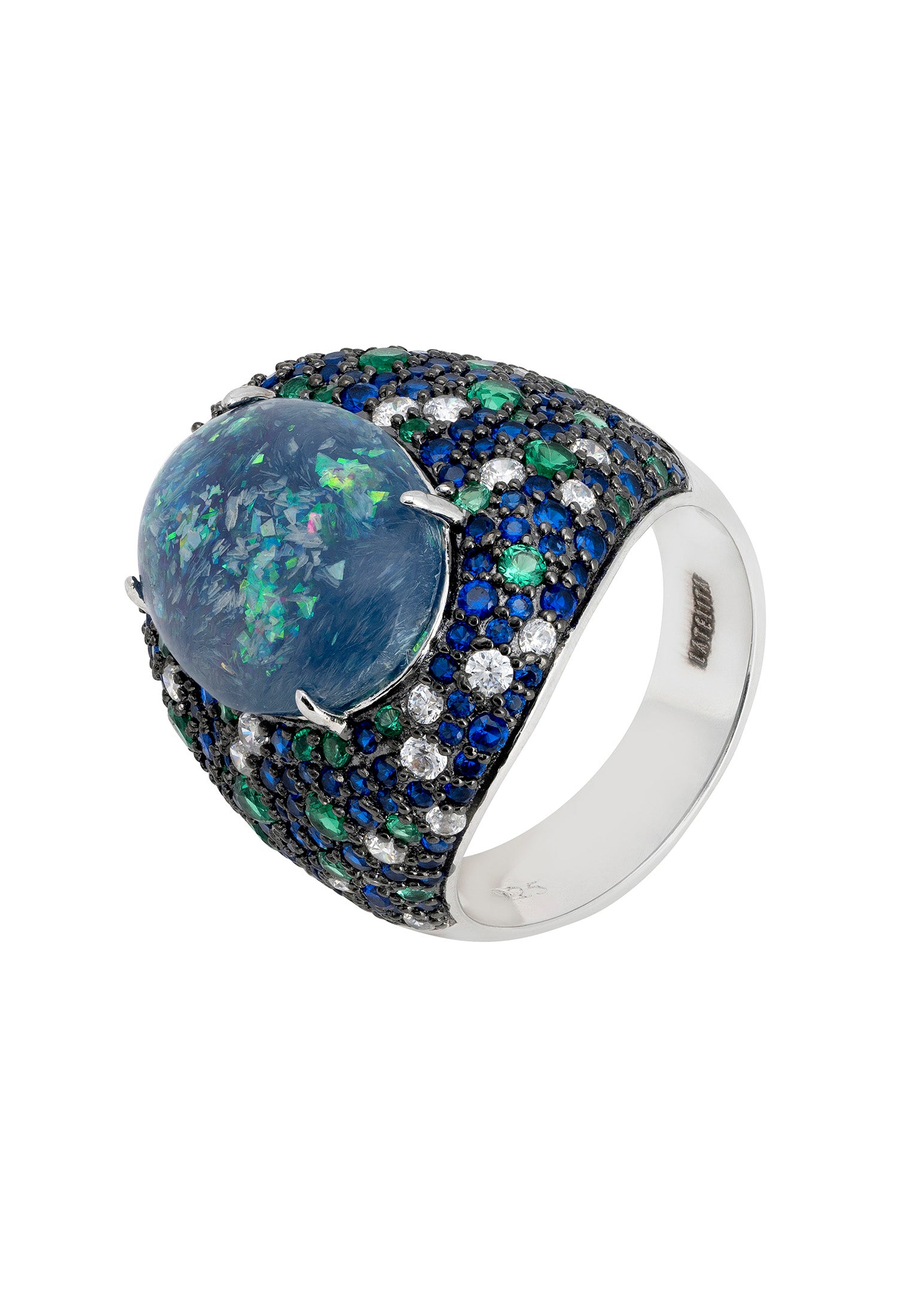 Green opal gemstone ring.