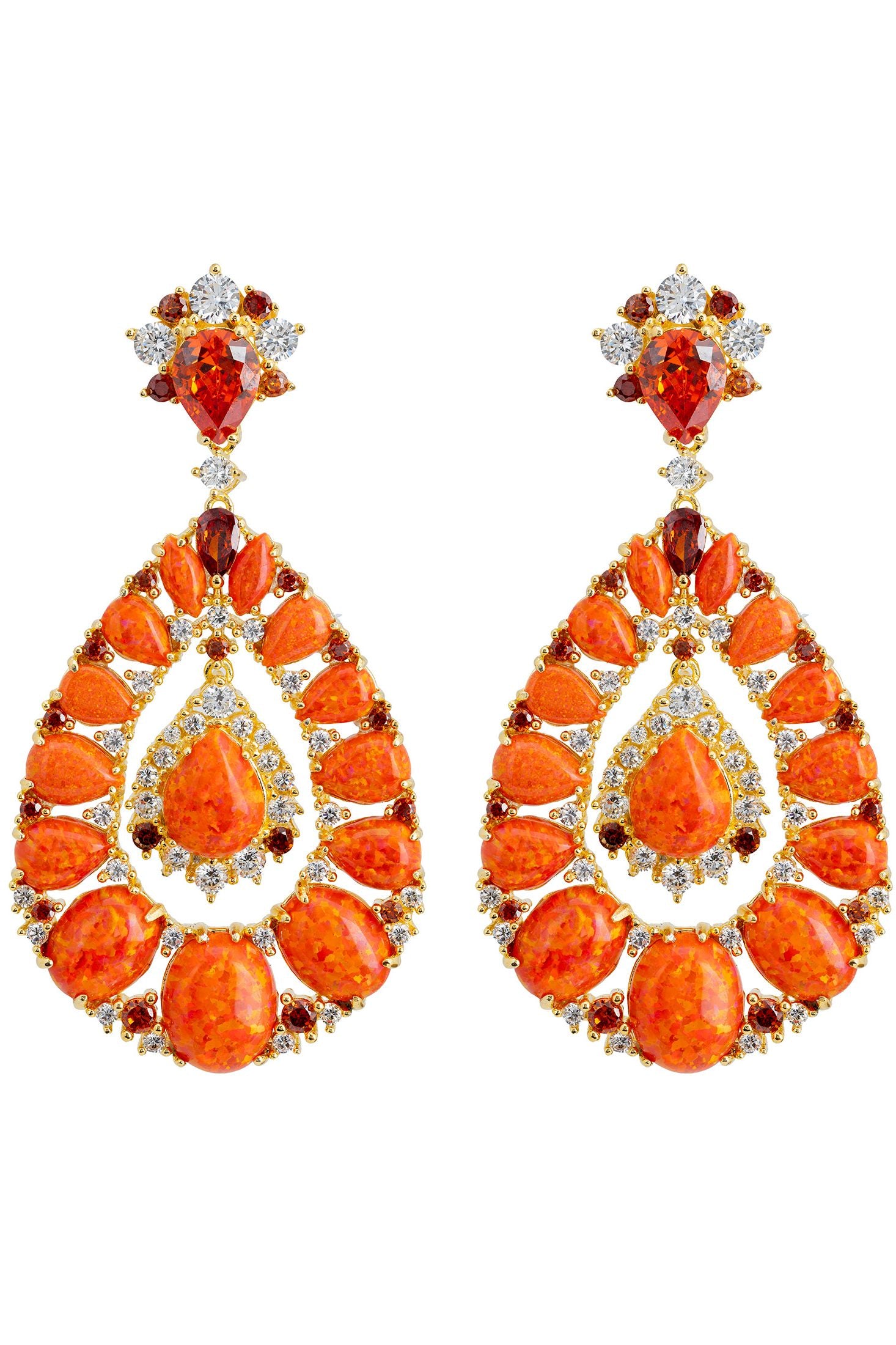 Orange opal statement earrings.